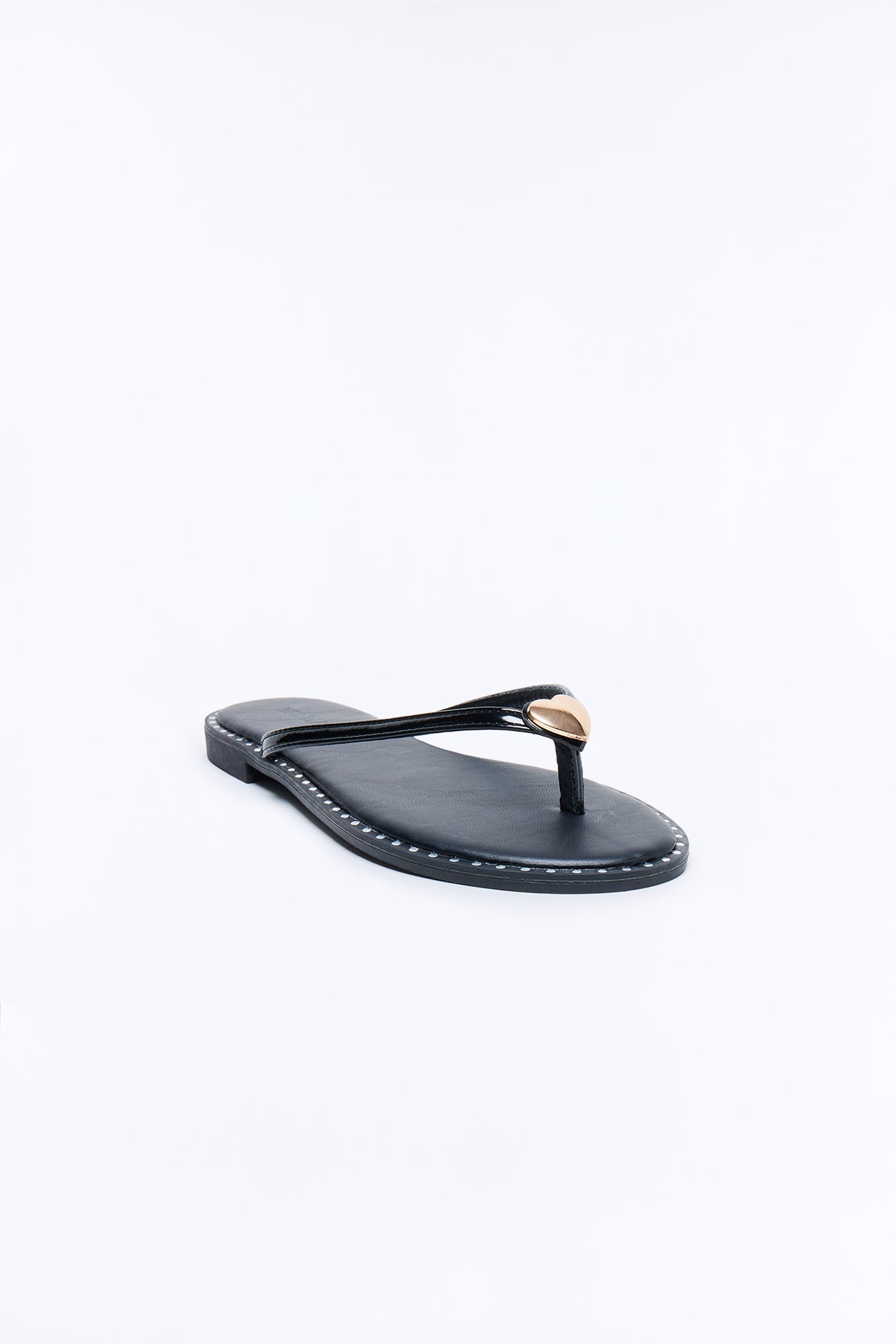 Rici Heart Flip Flops - Black