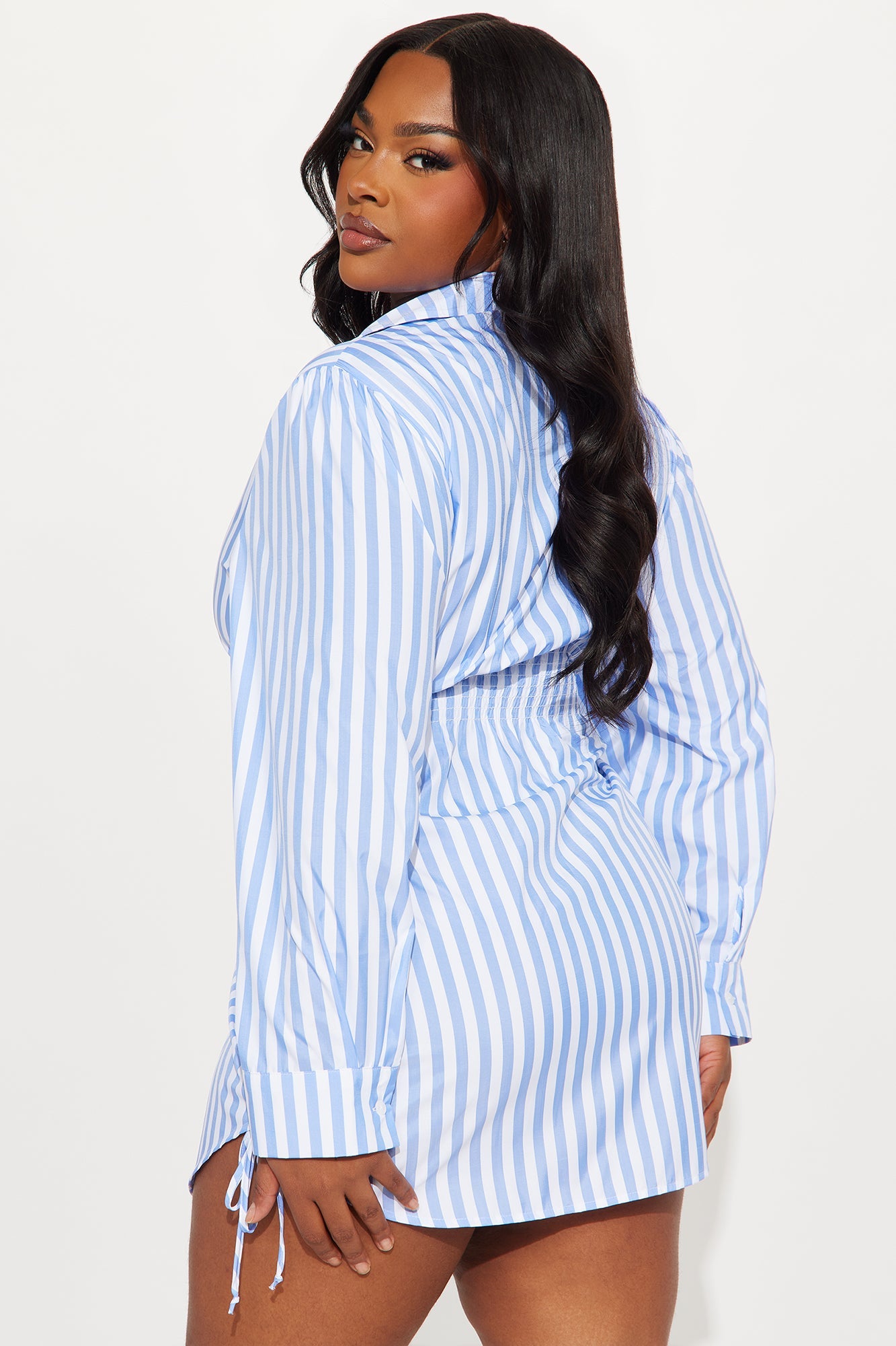 Voni Striped Shirt Mini Dress - Blue/combo