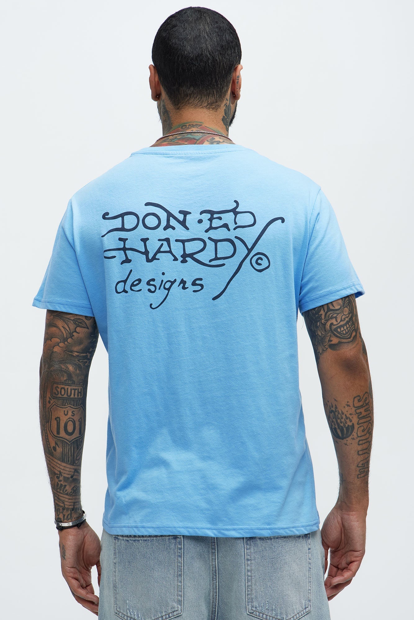 Ed Hardy Panther Snake Short Sleeve Tee - Light Blue