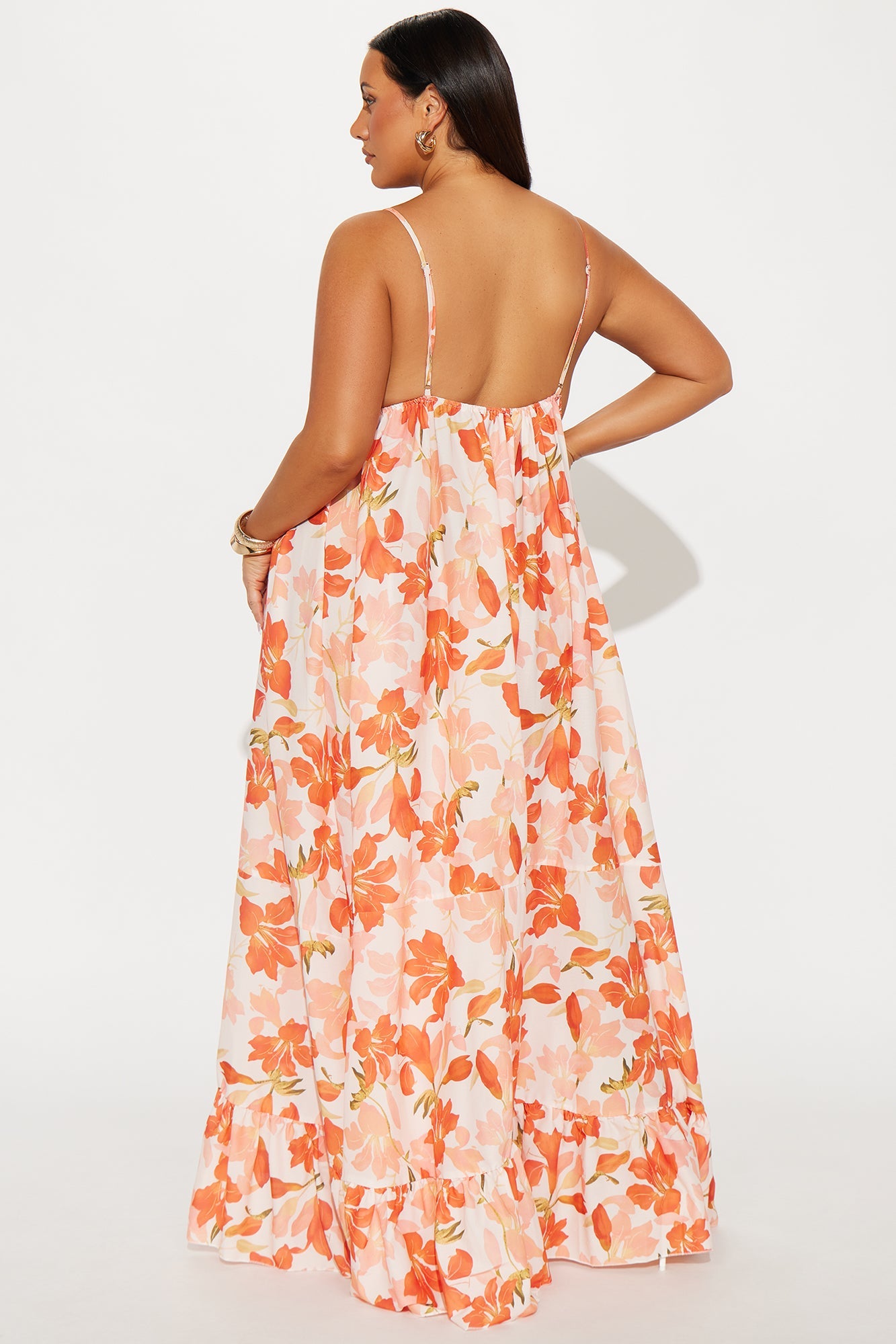 Kyla Floral Maxi Dress - Coral/combo
