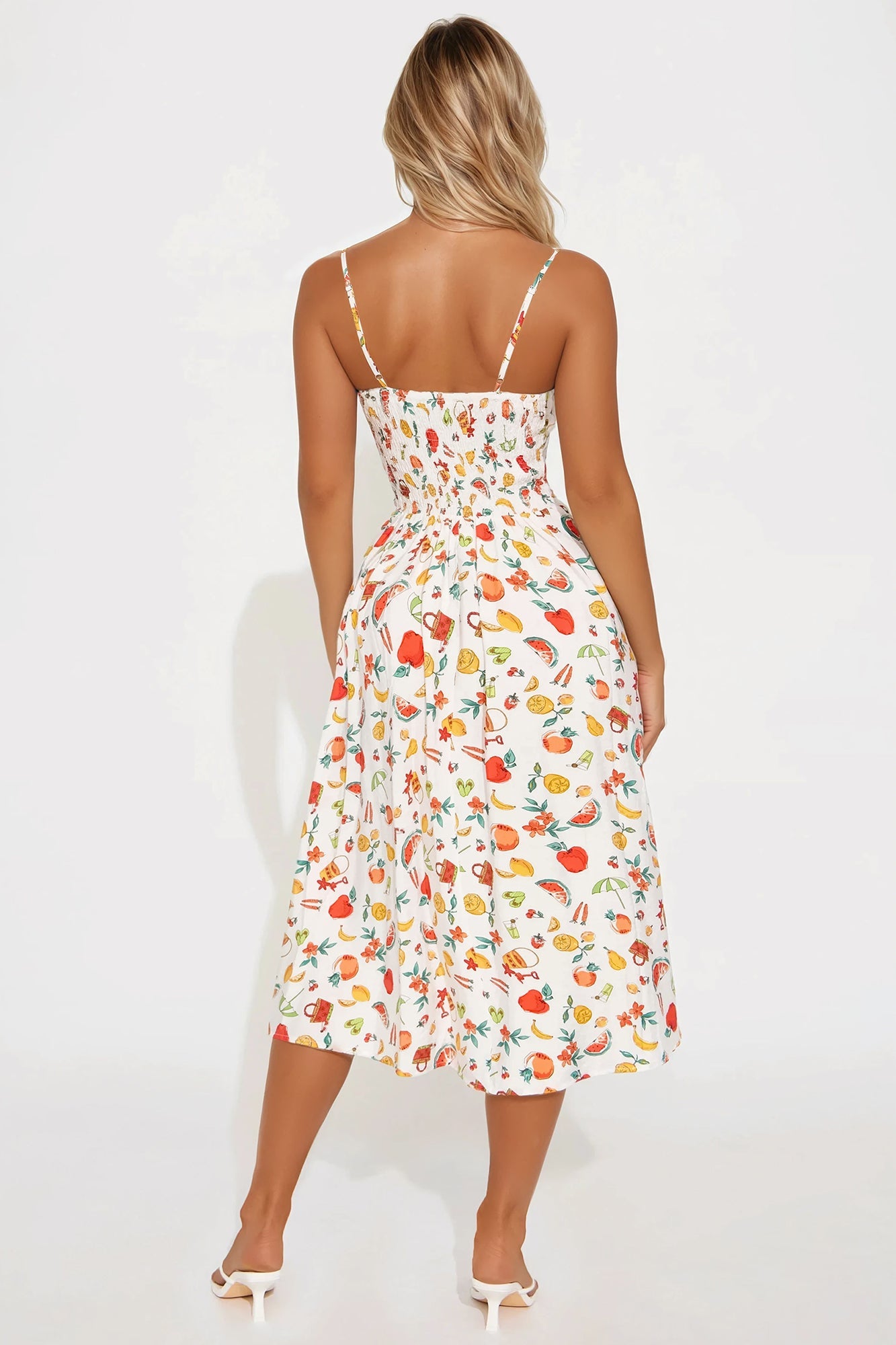 Day At The Beach Corset Midi Dress - Multi Color