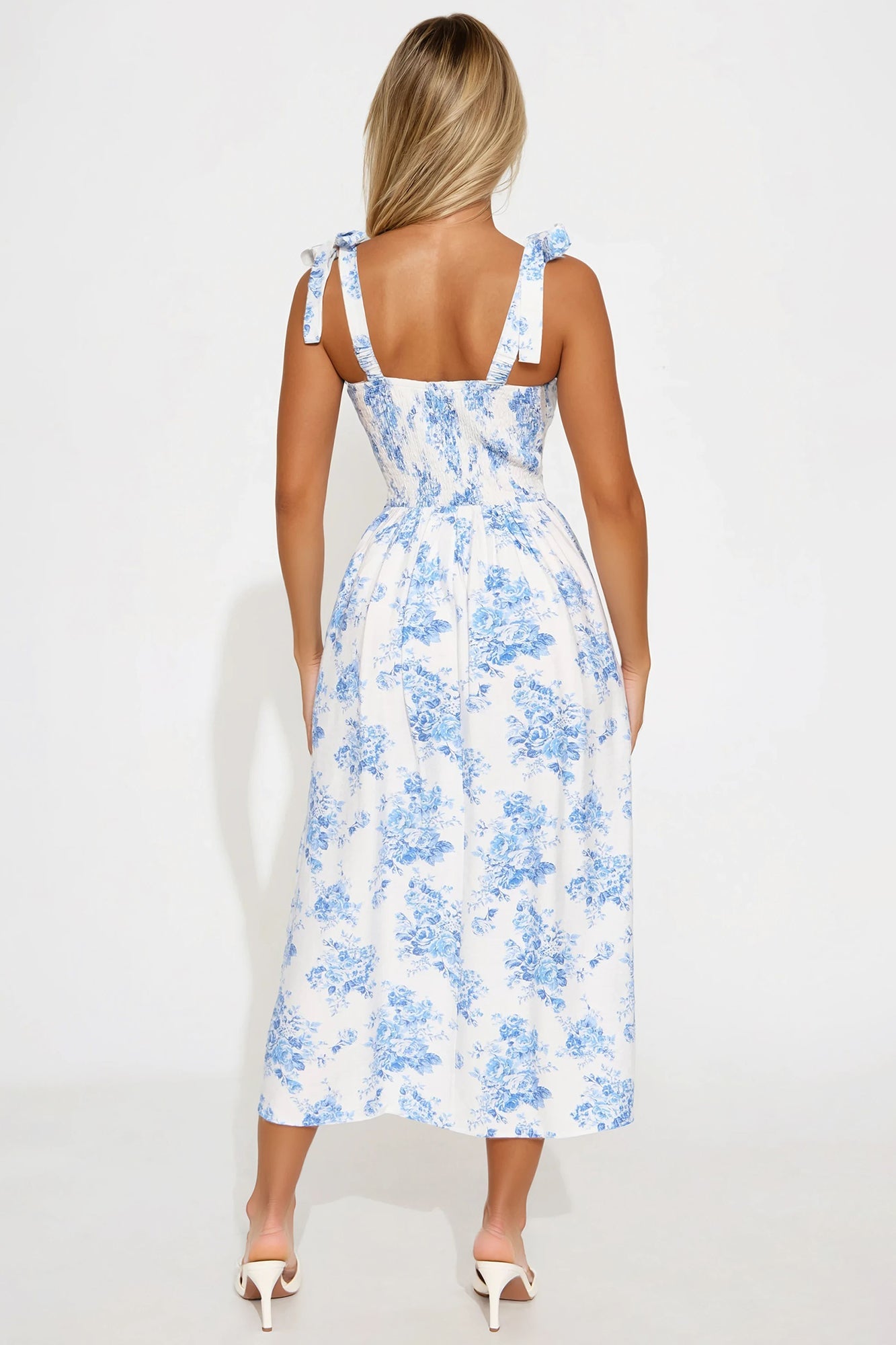 Cleo Floral Midi Dress - Blue/combo