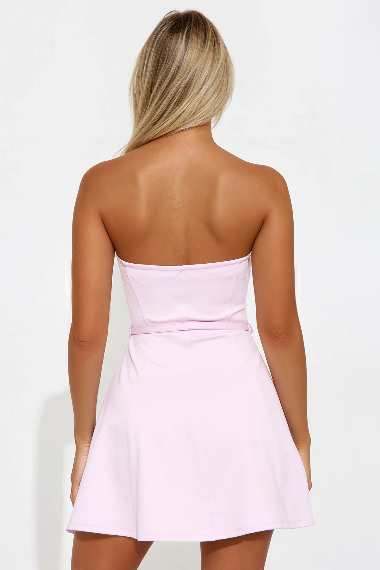 Hana Belted Ponte Mini Dress - Lavender