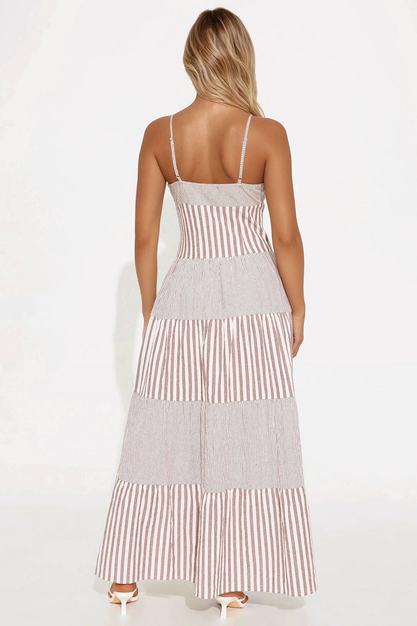 Sweet As Honey Striped Maxi Dress - Brown/combo