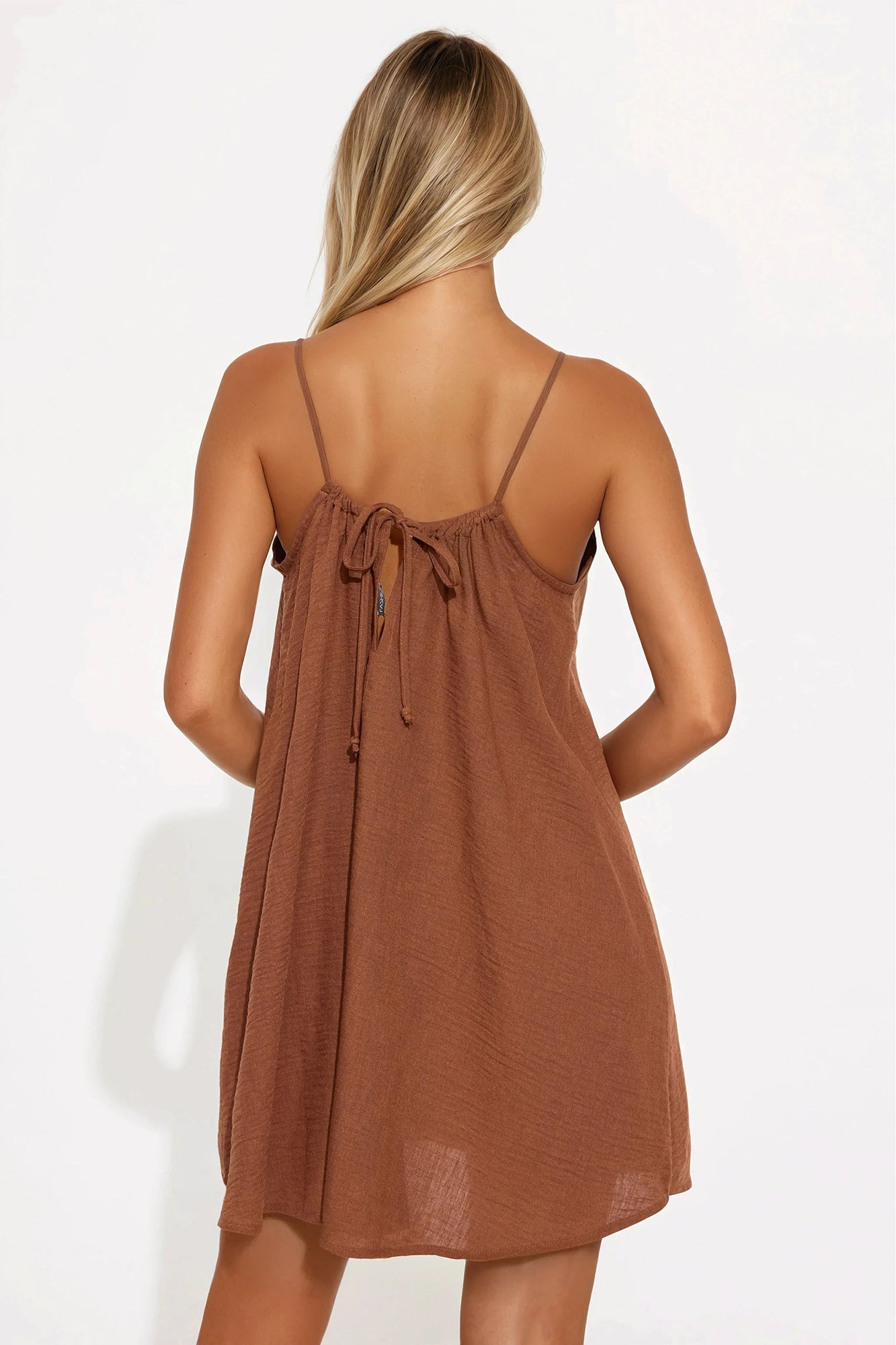 Kourtney Linen Mini Dress - Chocolate
