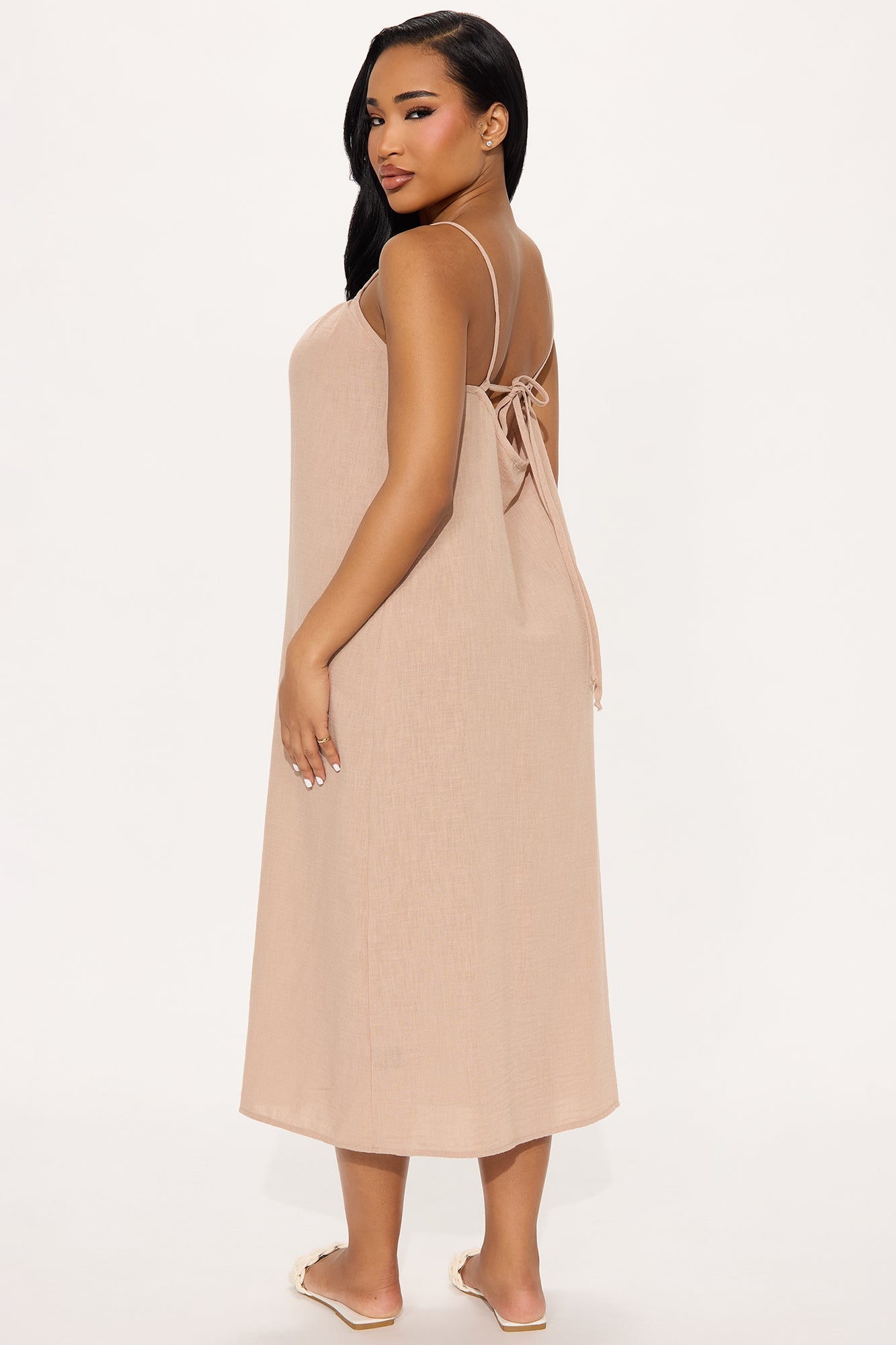 On The Coast Gauze Vacation Midi Dress - Mocha