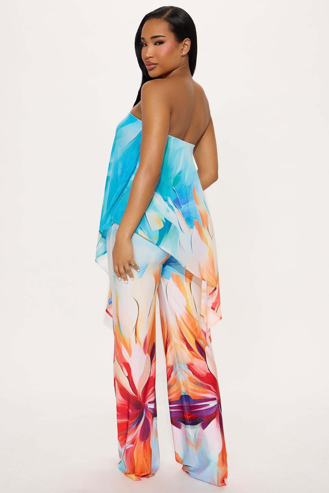 Tiera Floral Wide Leg Jumpsuit - Blue/combo