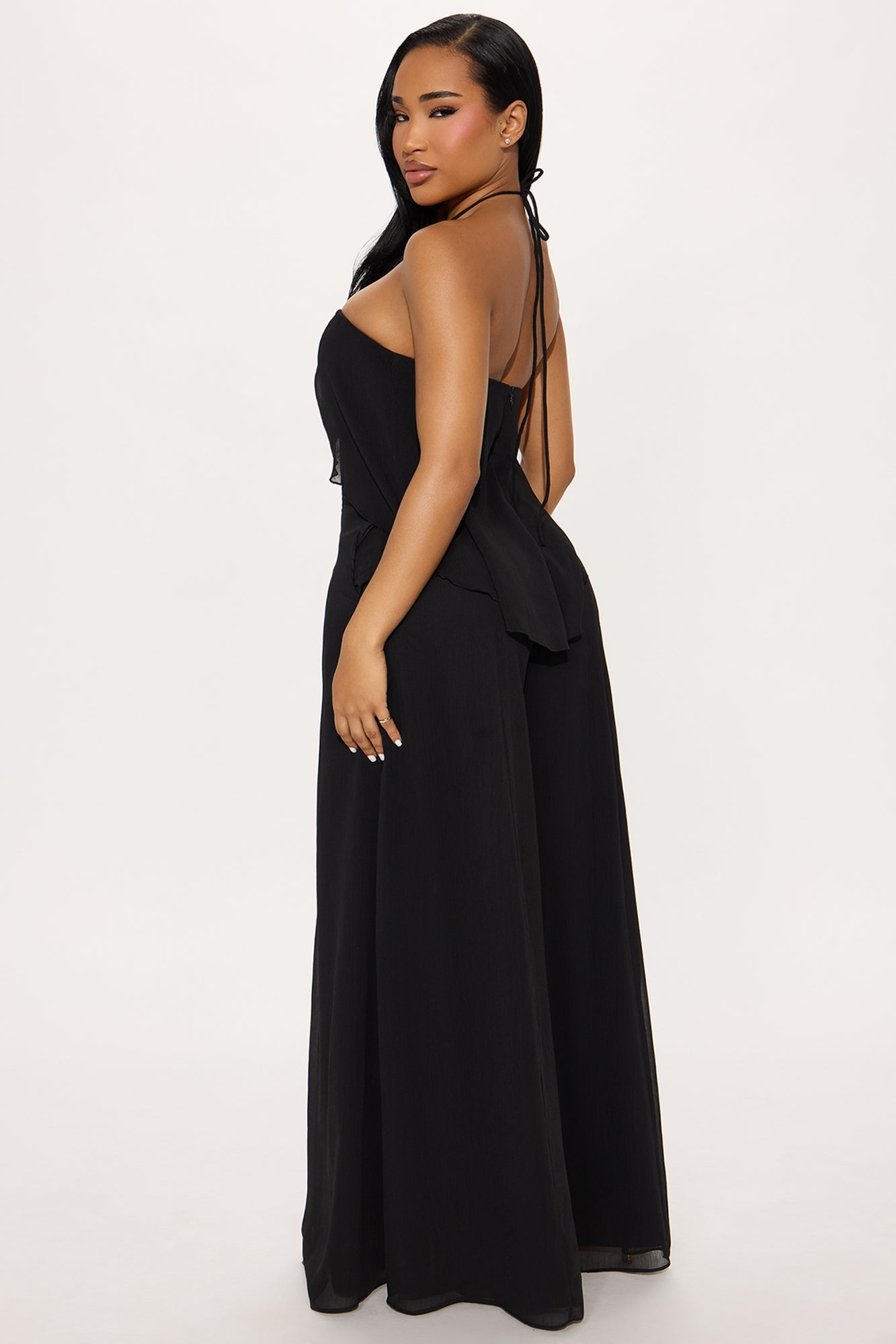Jezibel Chiffon Wide Leg Jumpsuit - Black
