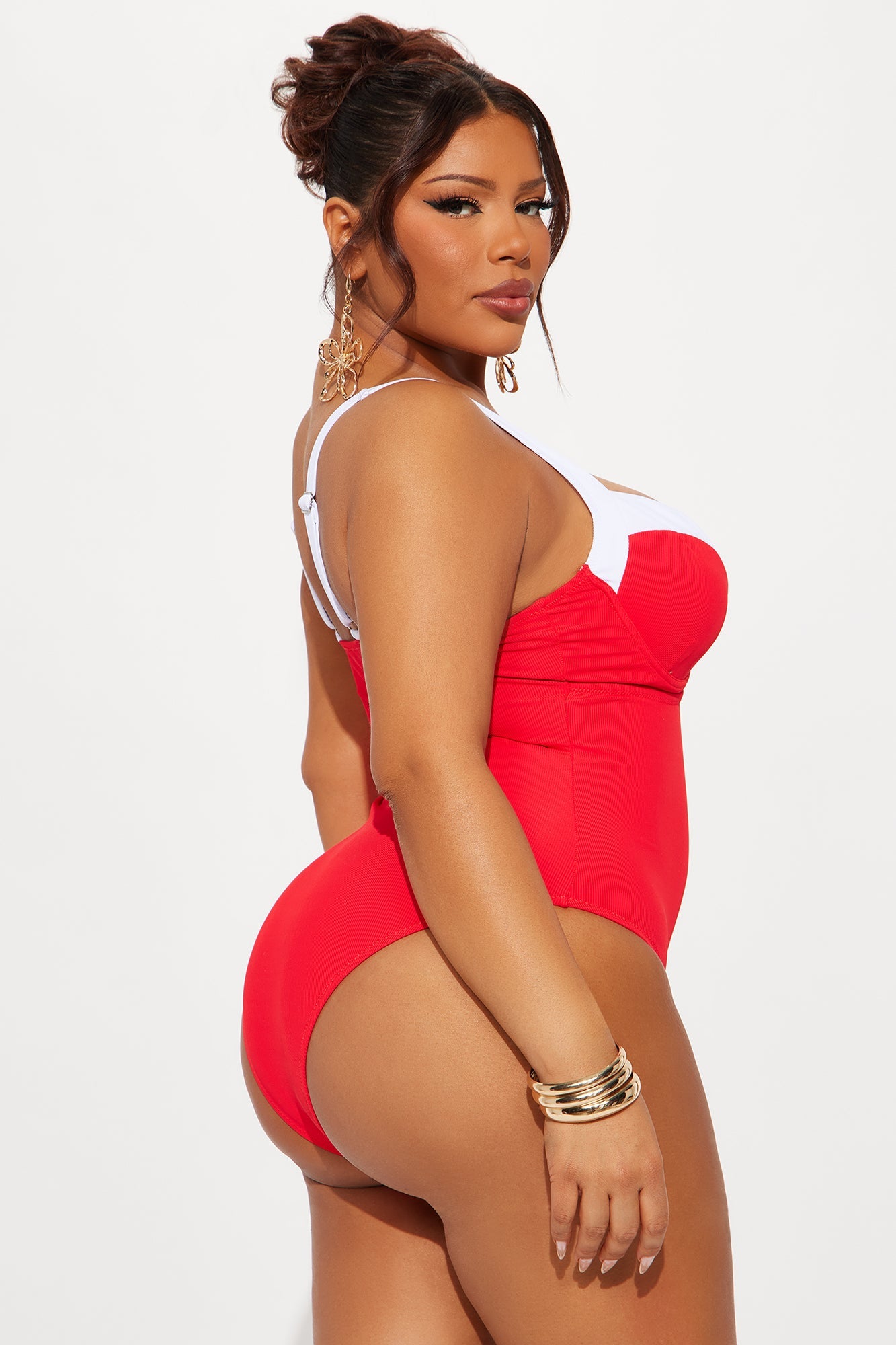 Pools In Paris Underwire 1 Piece Swimsuit - Red/White