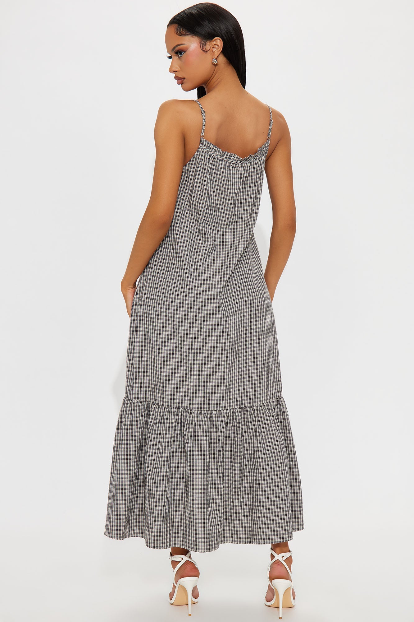 Sweet Home Gingham Maxi Dress - Grey/combo