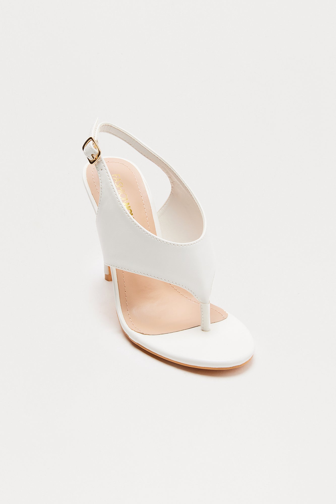 Trishy Faux Leather Thong Stiletto Heels - White