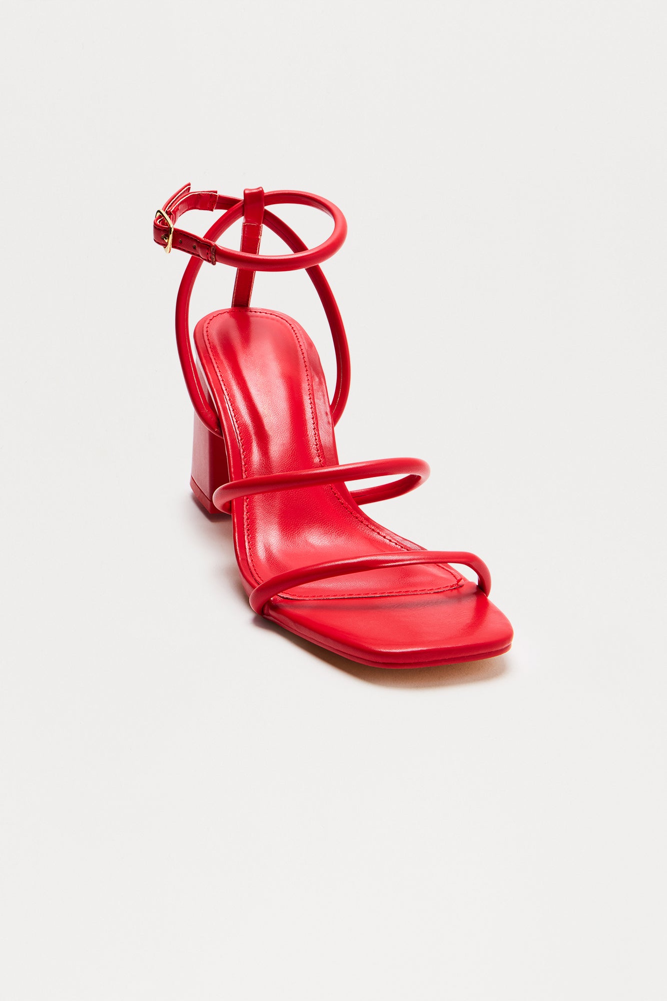 Kavita Faux Leather Ankle Strap Heels - Red