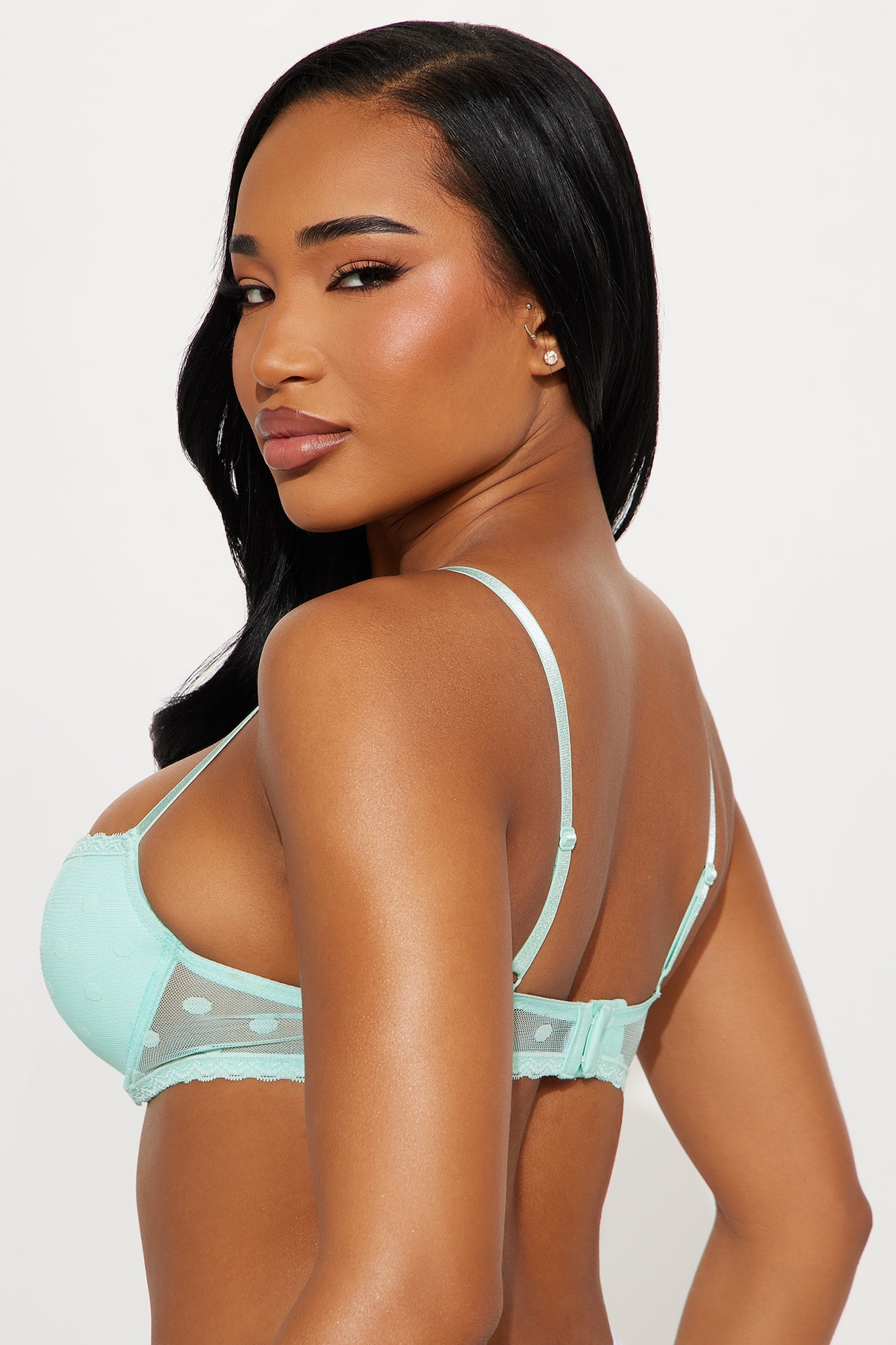 So Fetch Mesh Balconette Push Up Bra - Turquoise
