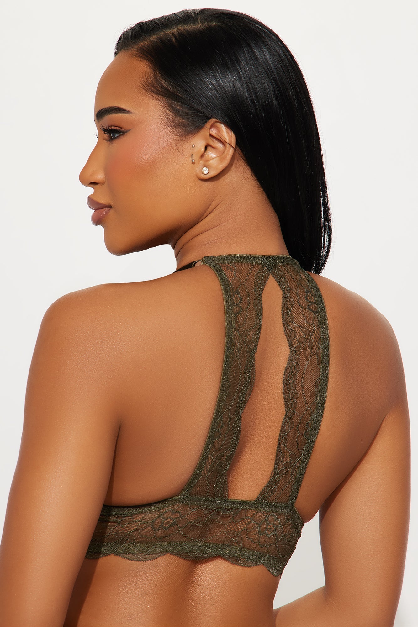 A Touch Of Lace Front Closure Mega Push Up Bra - Dark Olive