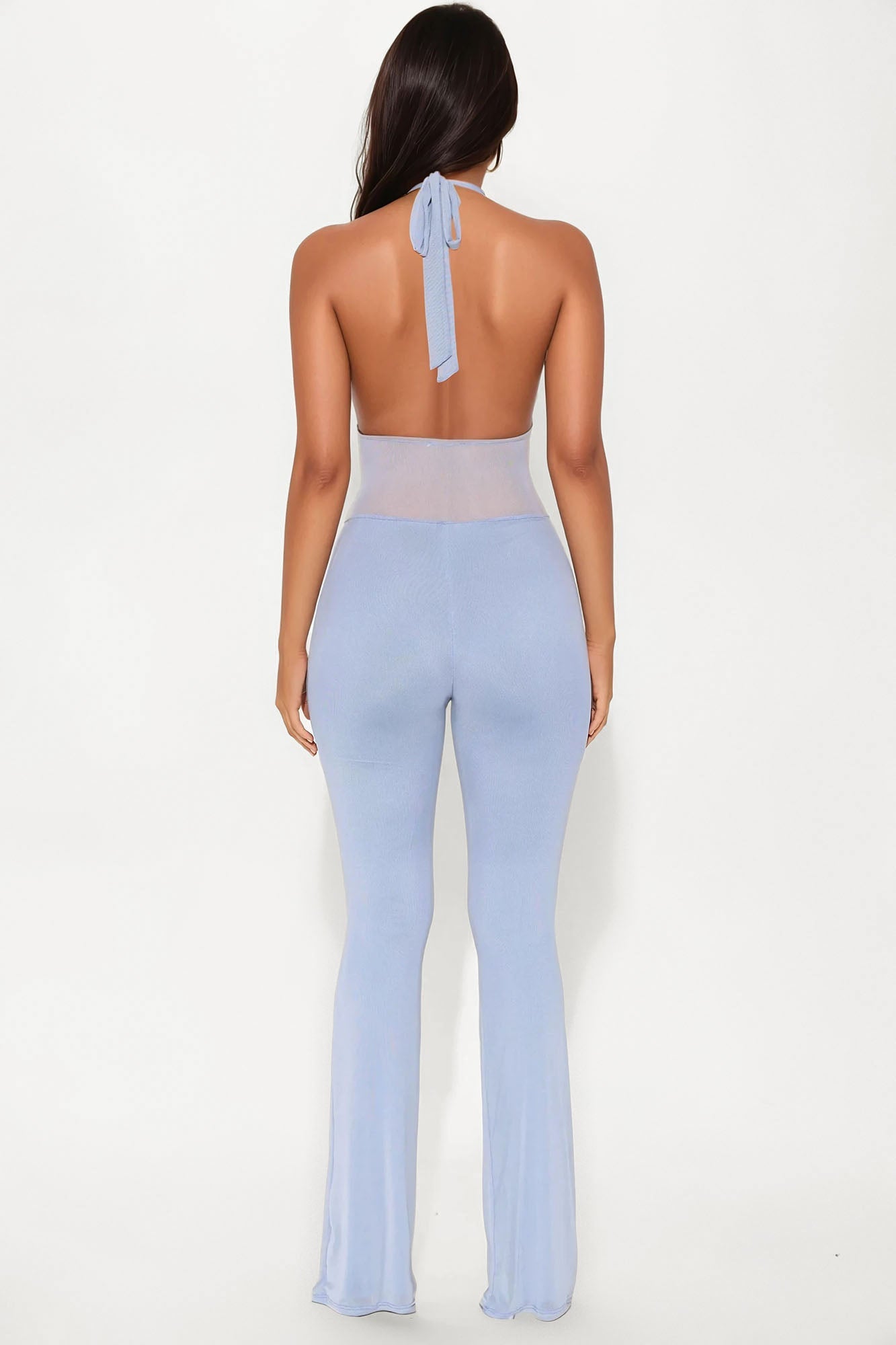 Valentina Mesh Cut Out Jumpsuit - Light Blue