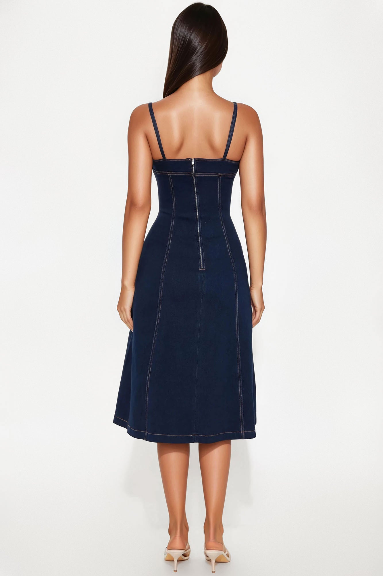 Kyla Stretch Denim Midi Dress - Dark Wash