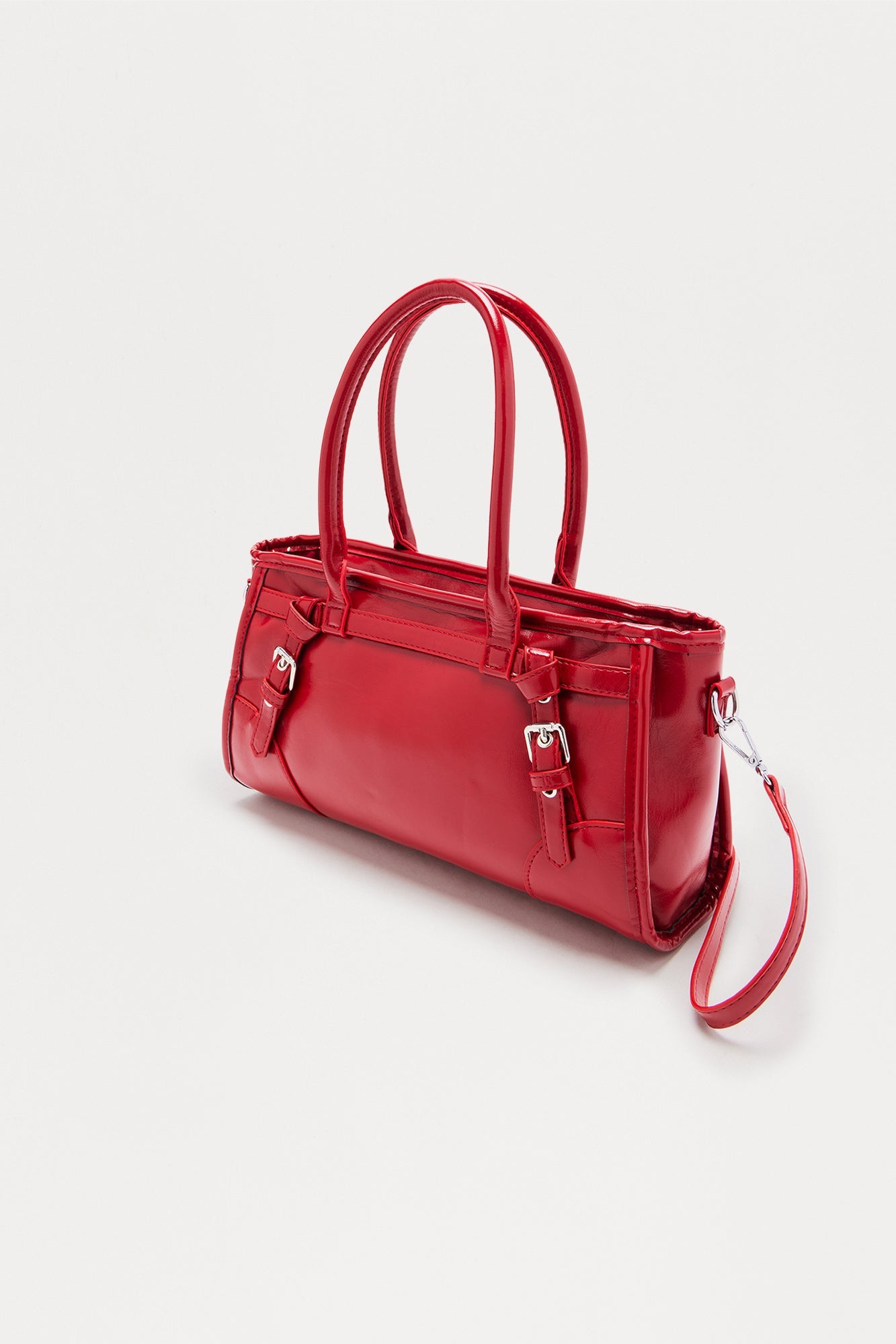 Shine For Me Faux Leather Satchel Bag - Red