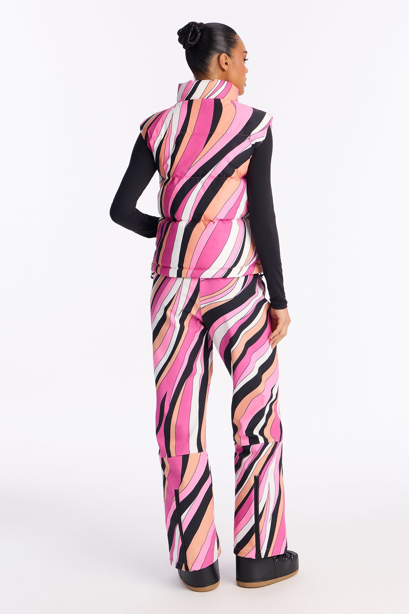 Winter Fun Abstract Puffer Vest - Pink/combo