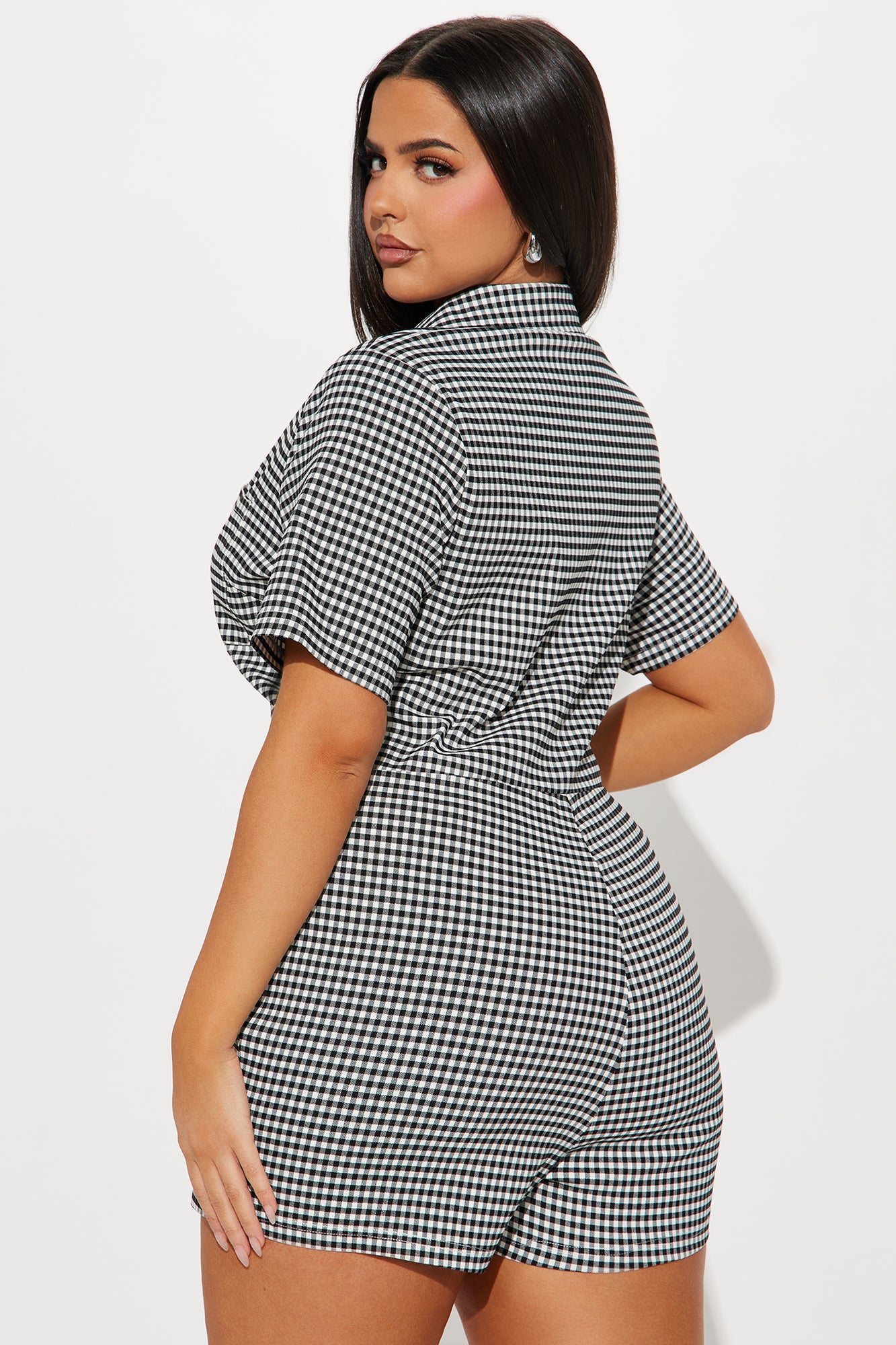 Buy Me Flowers Gingham Romper - Black/combo