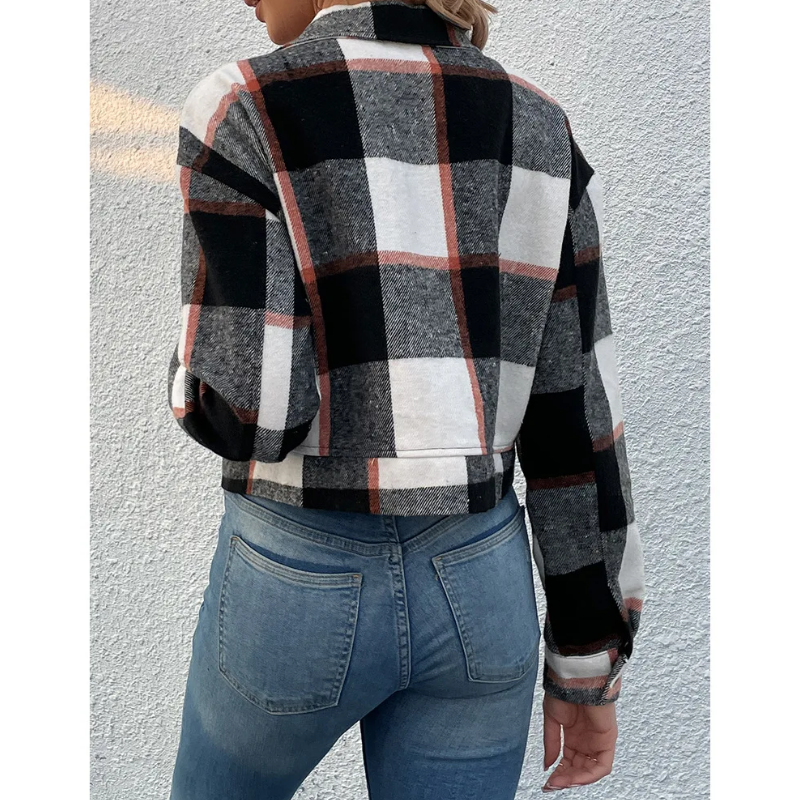 Mira - Trendy Geruite Jas voor Vrouwen