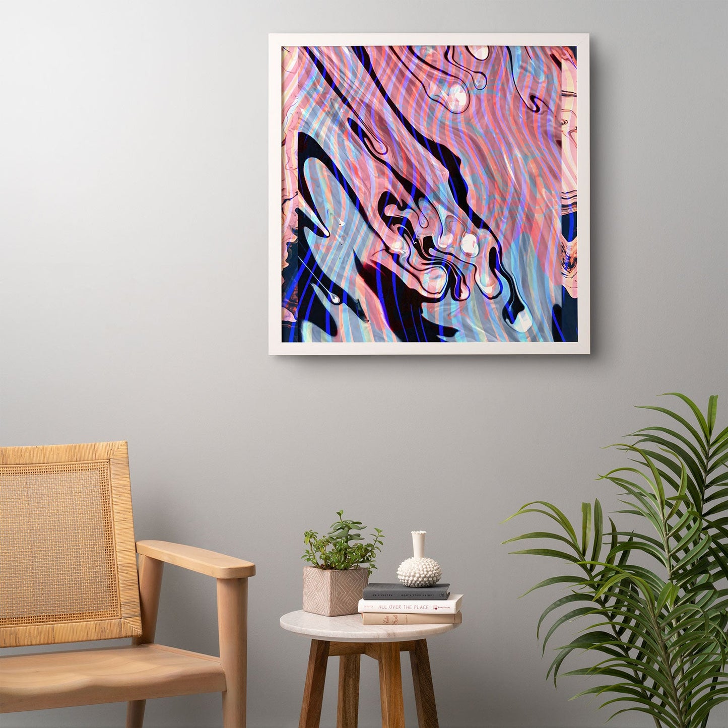 83 Oranges Focus Abstract Marble Texture Framed Wall Art