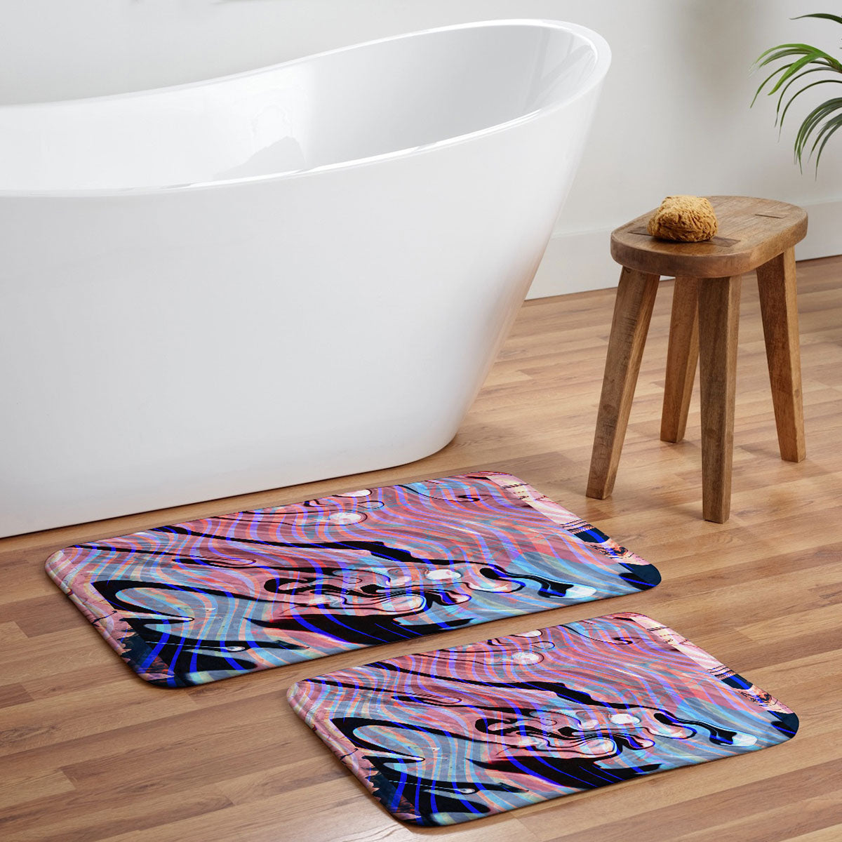 83 Oranges Focus Abstract Marble Texture Memory Foam Bath Mat