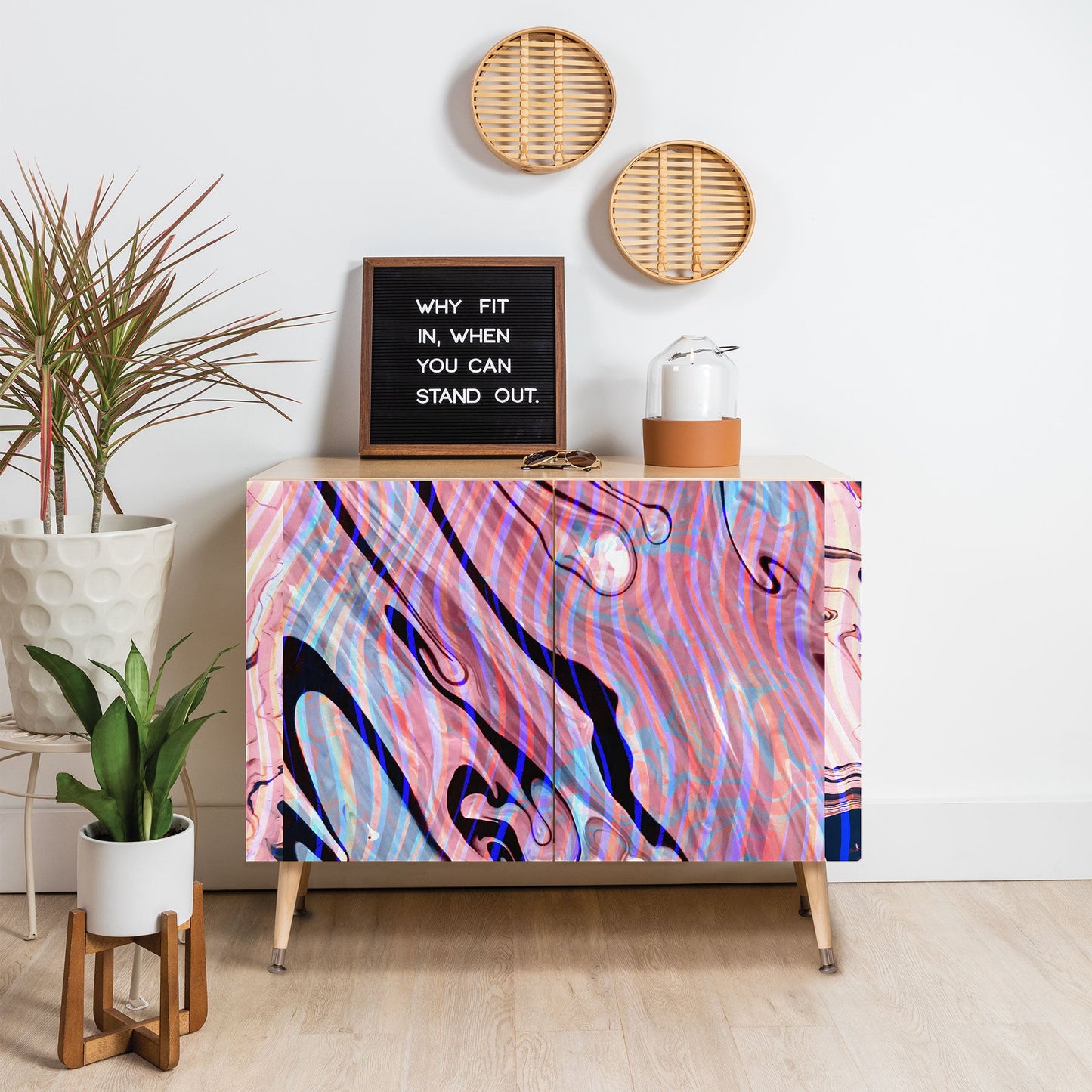 83 Oranges Focus Abstract Marble Texture Credenza