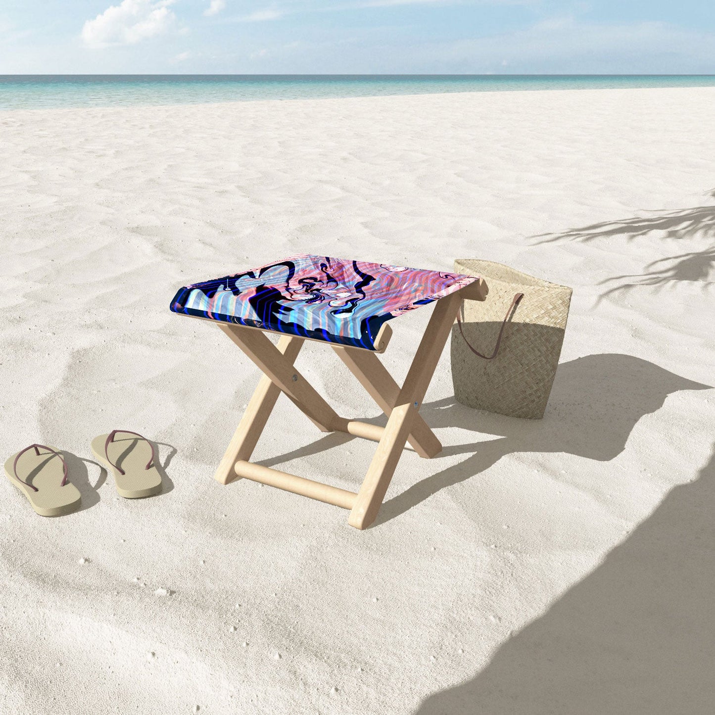 83 Oranges Focus Abstract Marble Texture Folding Stool