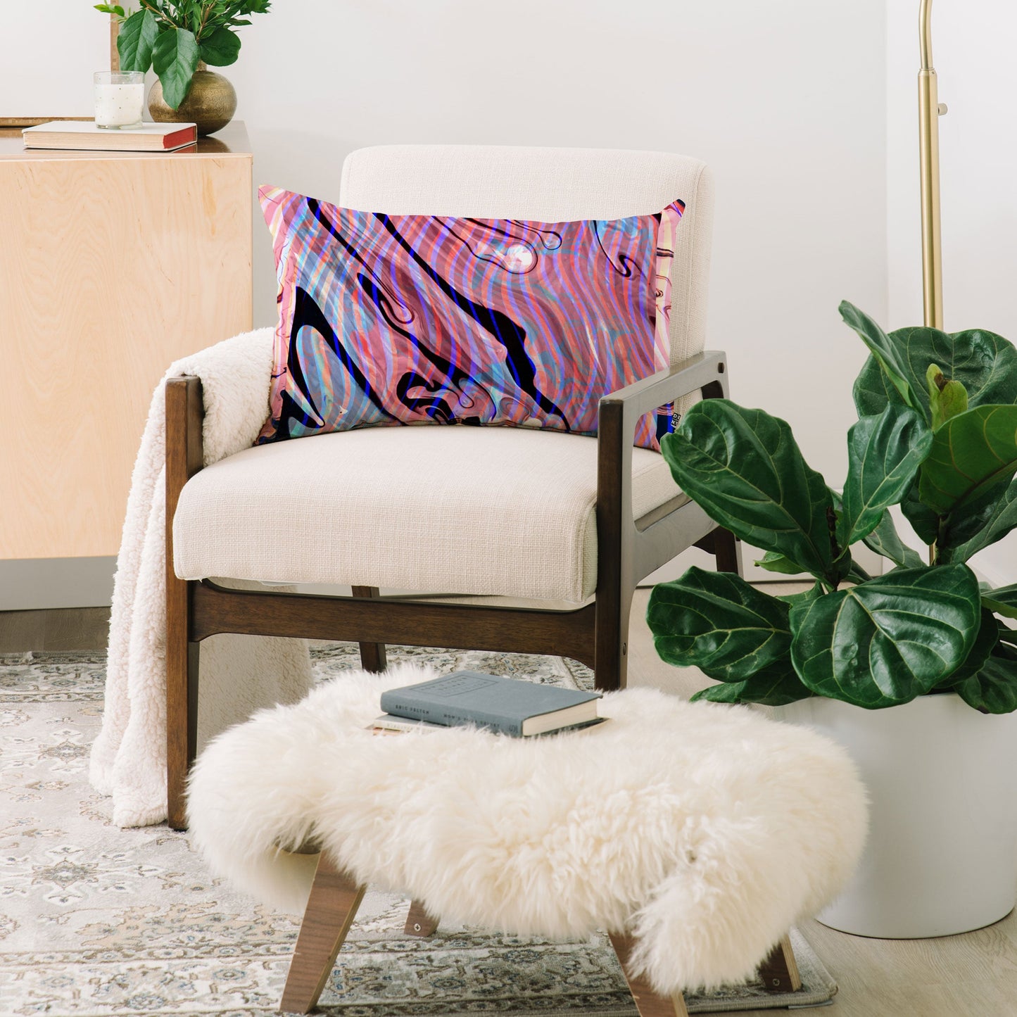 83 Oranges Focus Abstract Marble Texture Oblong Throw Pillow