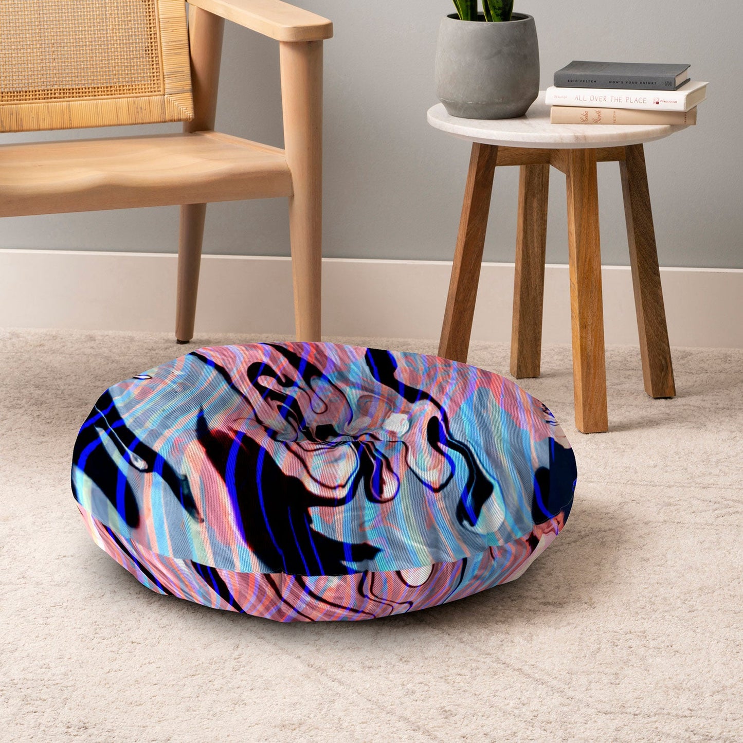 83 Oranges Focus Abstract Marble Texture Floor Pillow Round