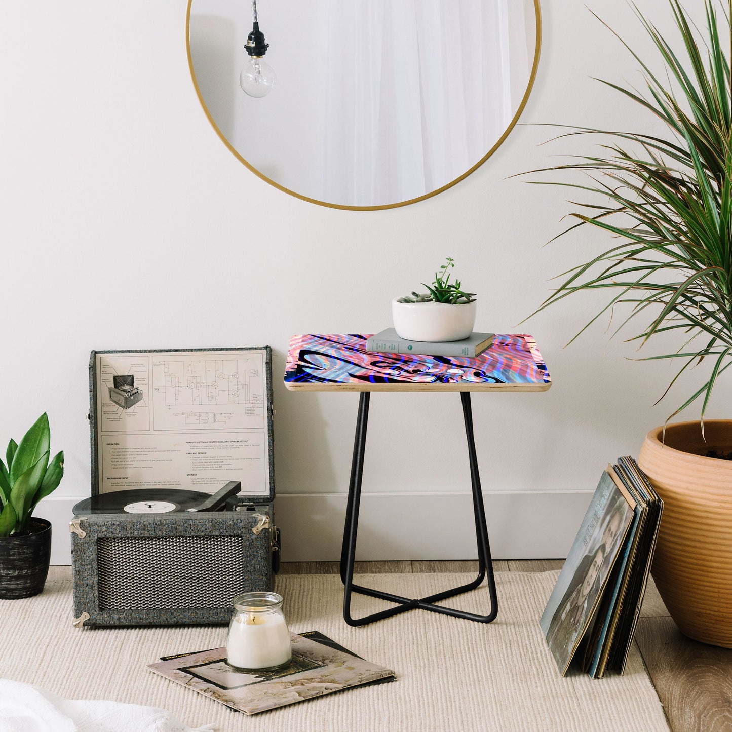 83 Oranges Focus Abstract Marble Texture Side Table