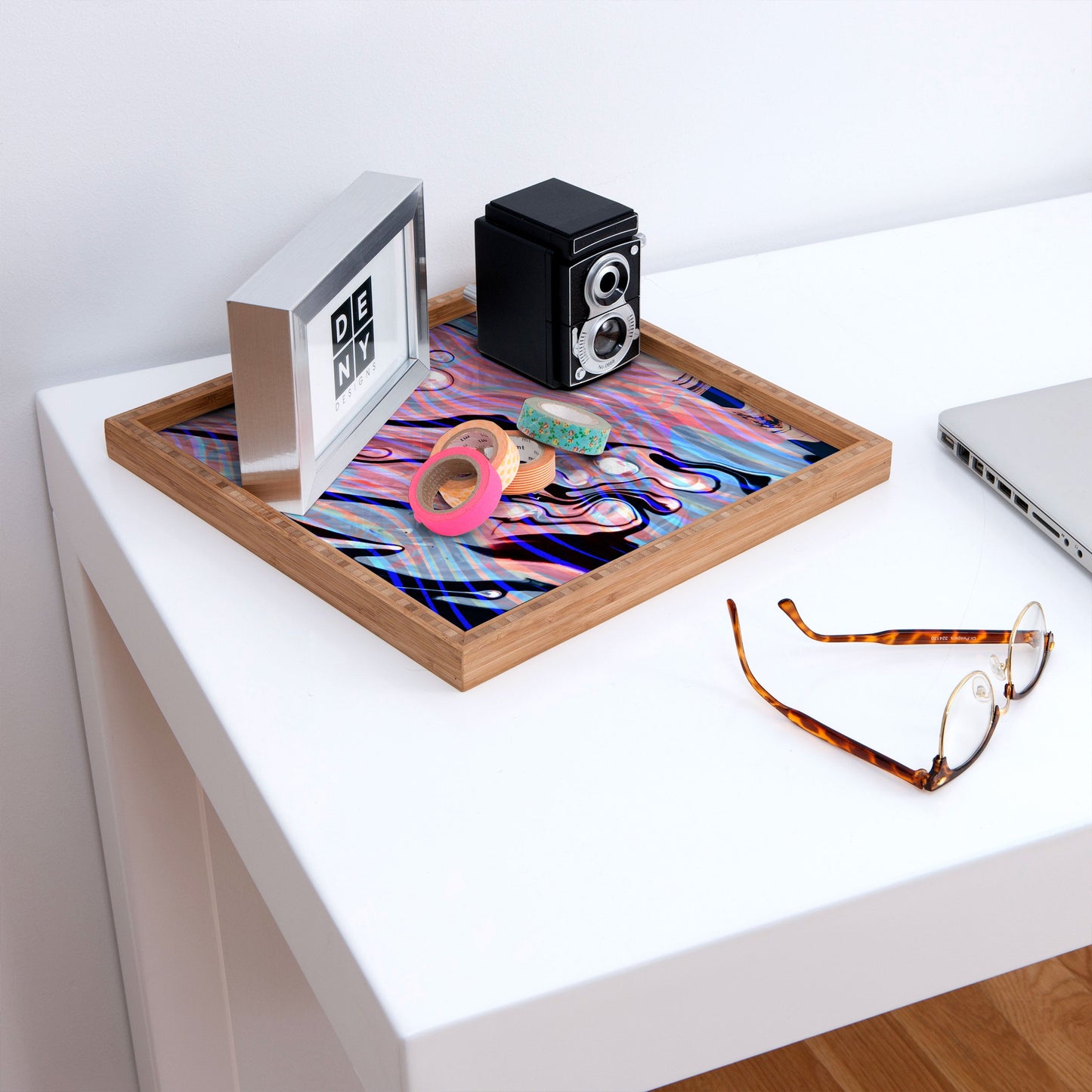 83 Oranges Focus Abstract Marble Texture Square Tray