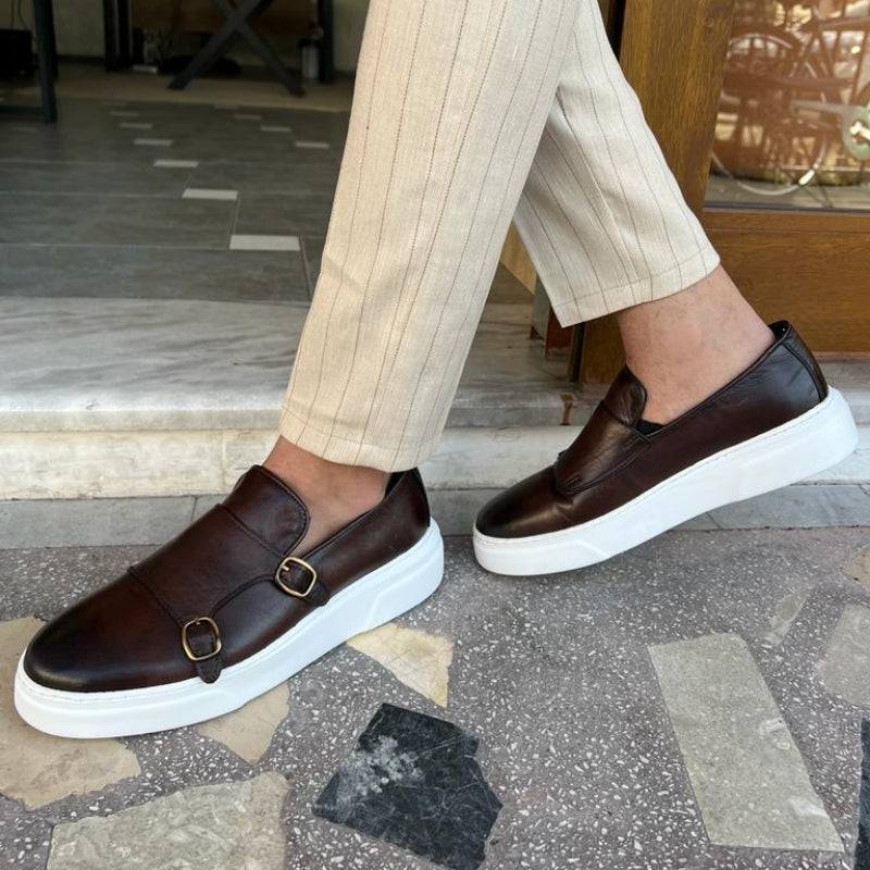 Leren Monk Strap Sneakers