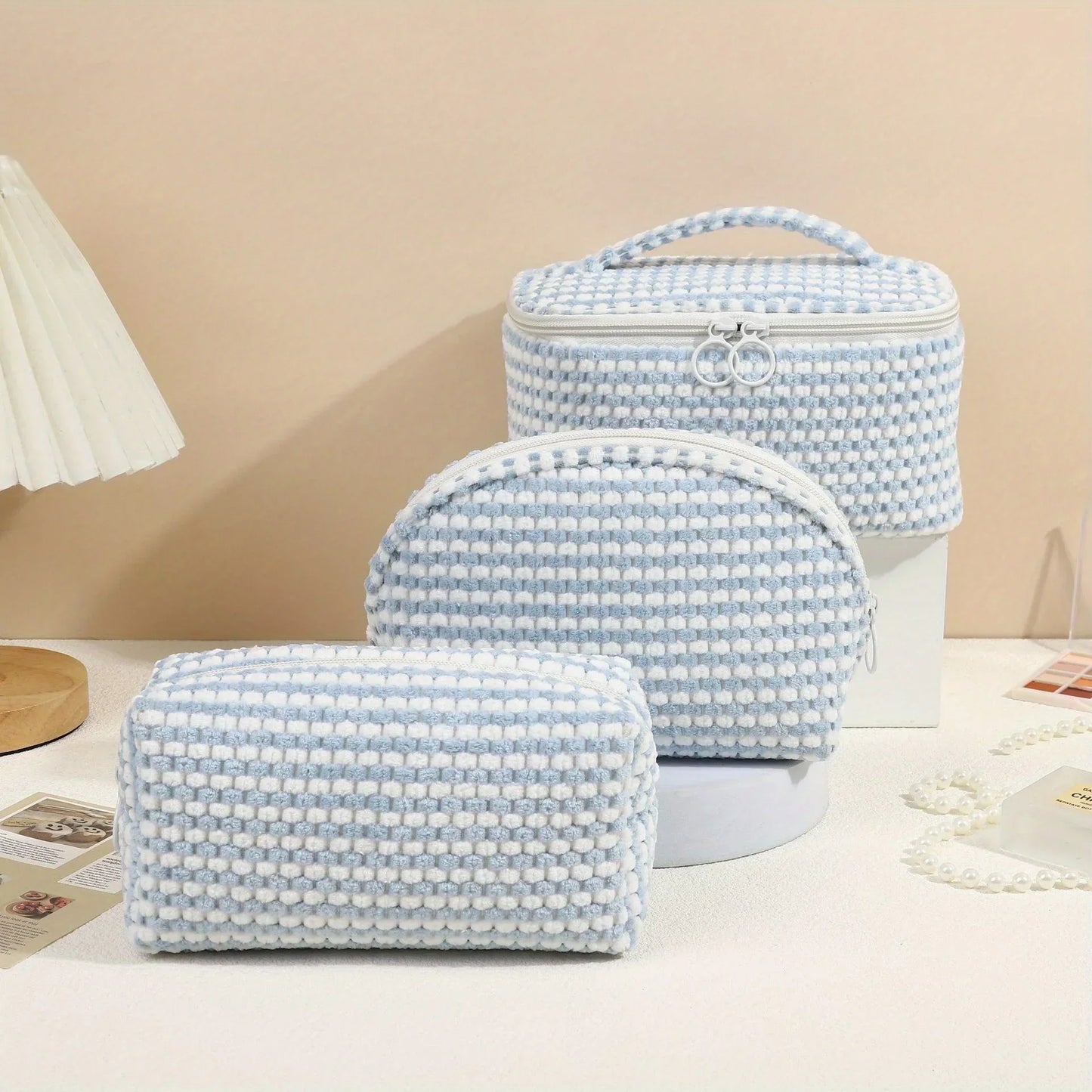 VelvetEase - 3-delige Zachte Corduroy Cosmeticaset