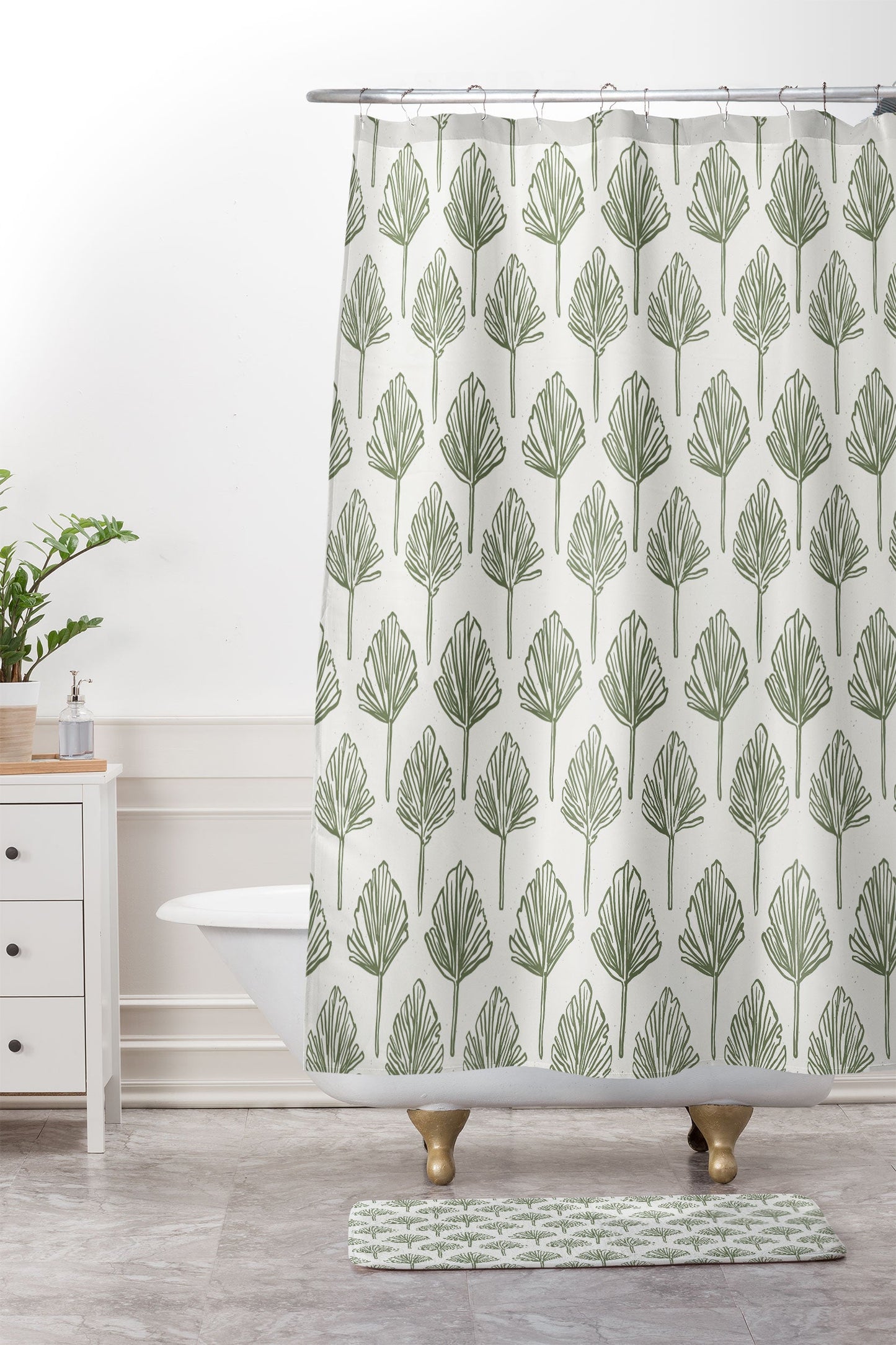 CoastL Studio Palm Sketches Shower Curtain And Mat