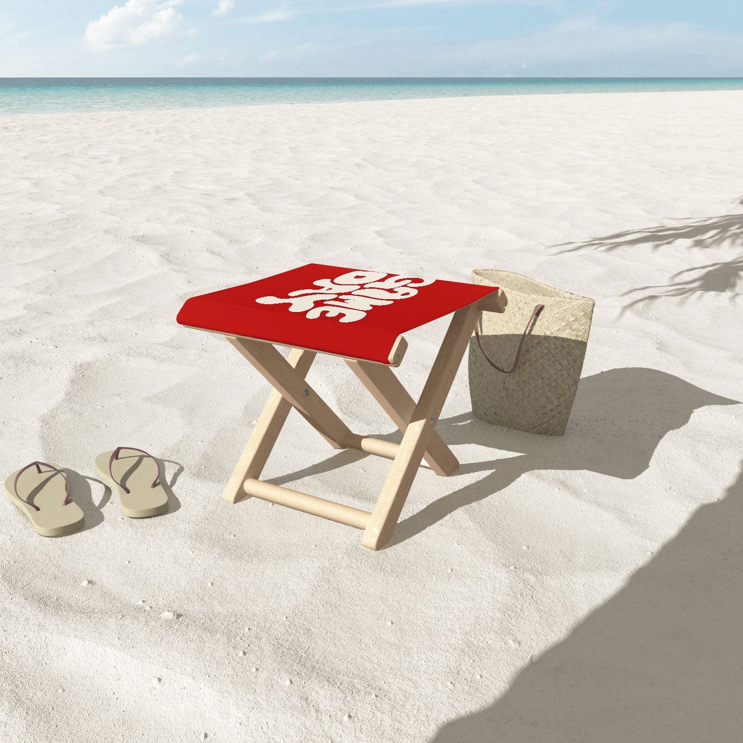 DENY Designs Gameday Red and White 1 Folding Stool