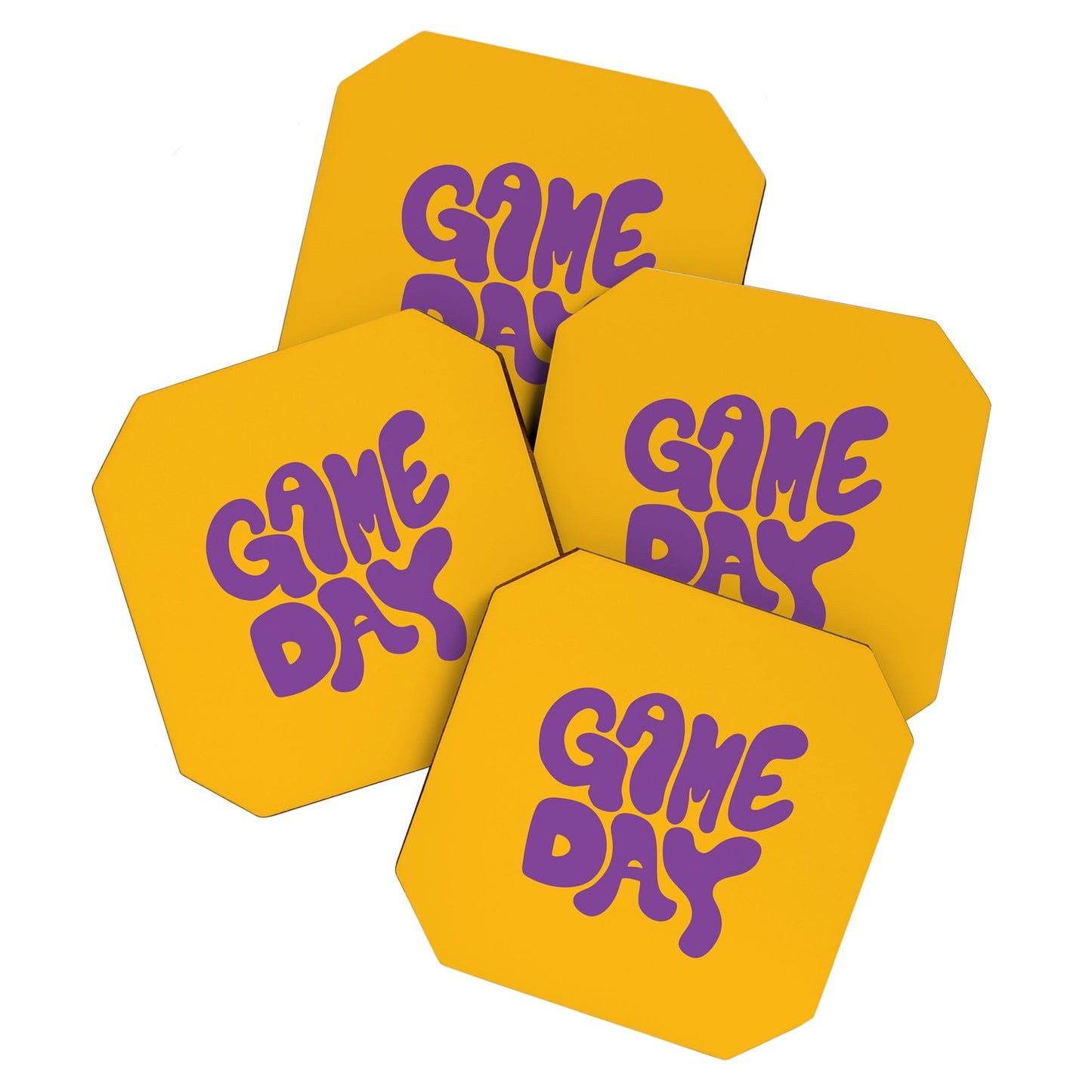 DENY Designs Gameday Yellow and Purple 1 Coaster Set