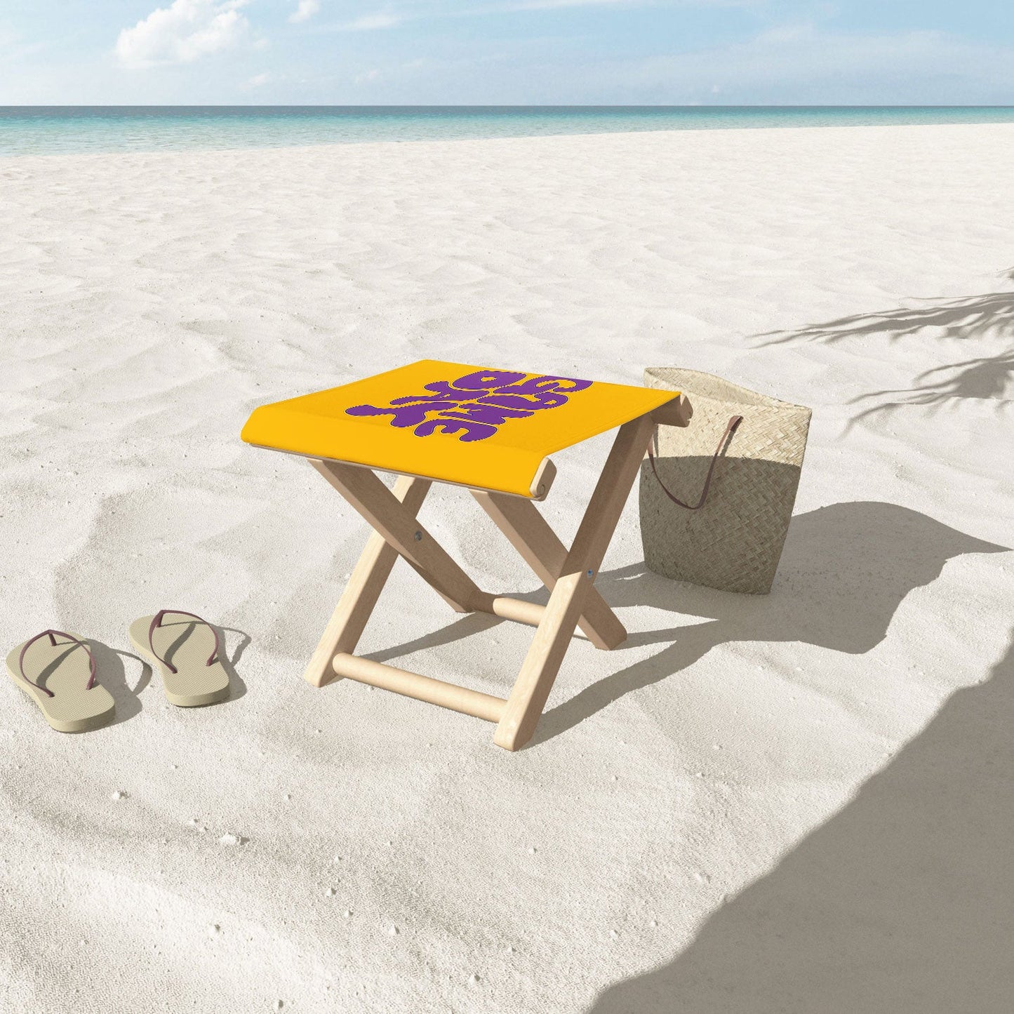 DENY Designs Gameday Yellow and Purple 1 Folding Stool