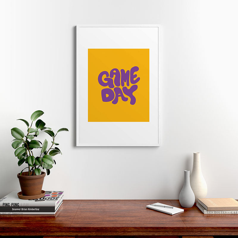 DENY Designs Gameday Yellow and Purple 1 Framed Art Print