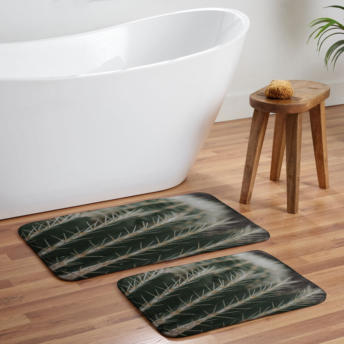 Hello Twiggs Green Cactus Memory Foam Bath Mat