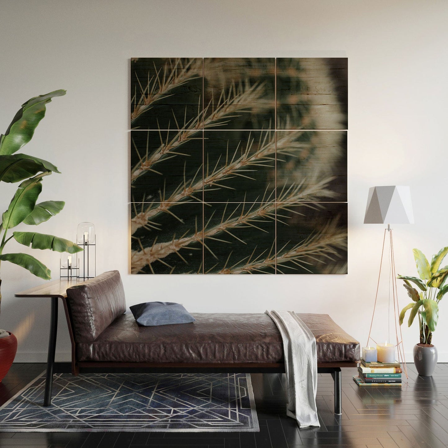 Hello Twiggs Green Cactus Wood Wall Mural