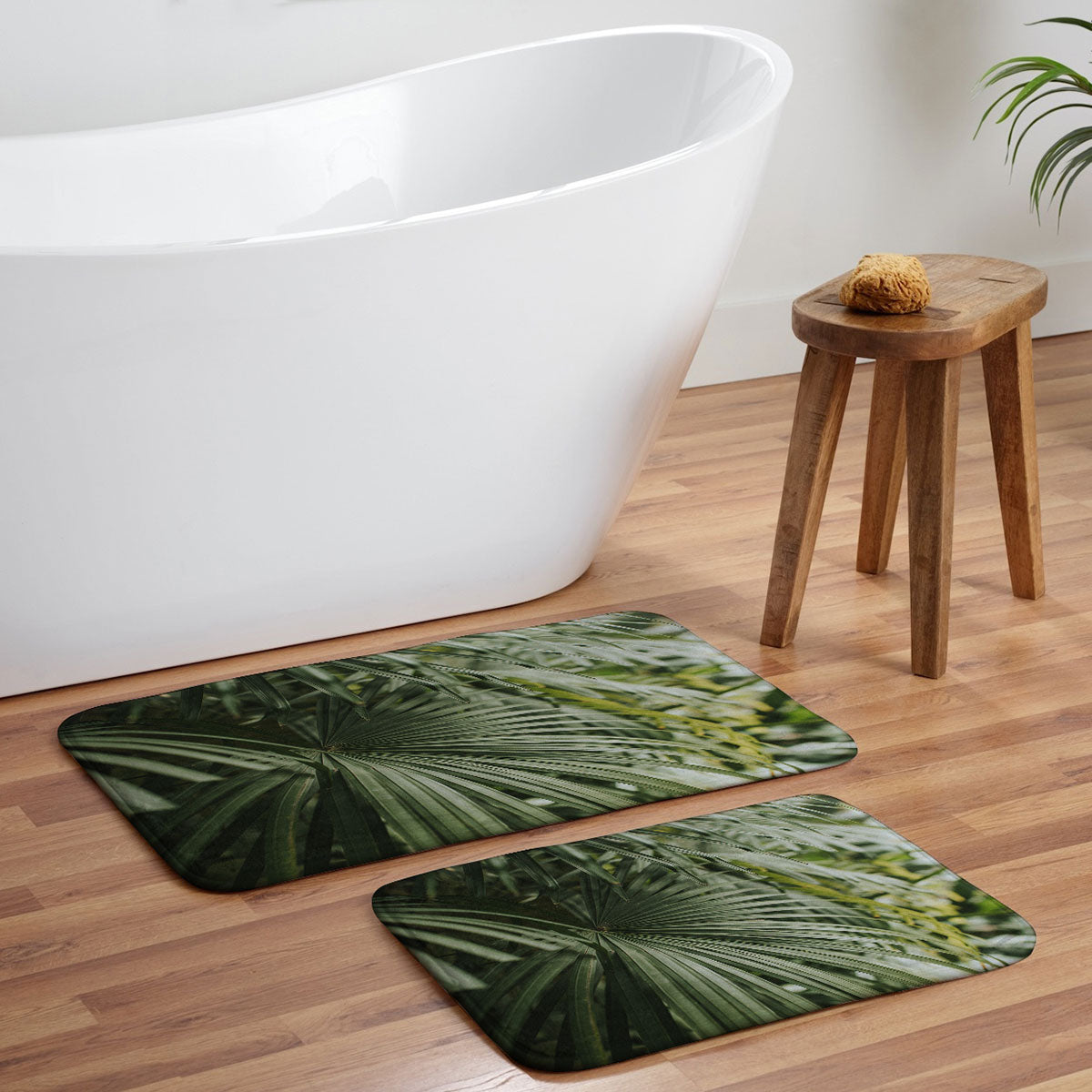 Hello Twiggs Tropical Green Palm Memory Foam Bath Mat