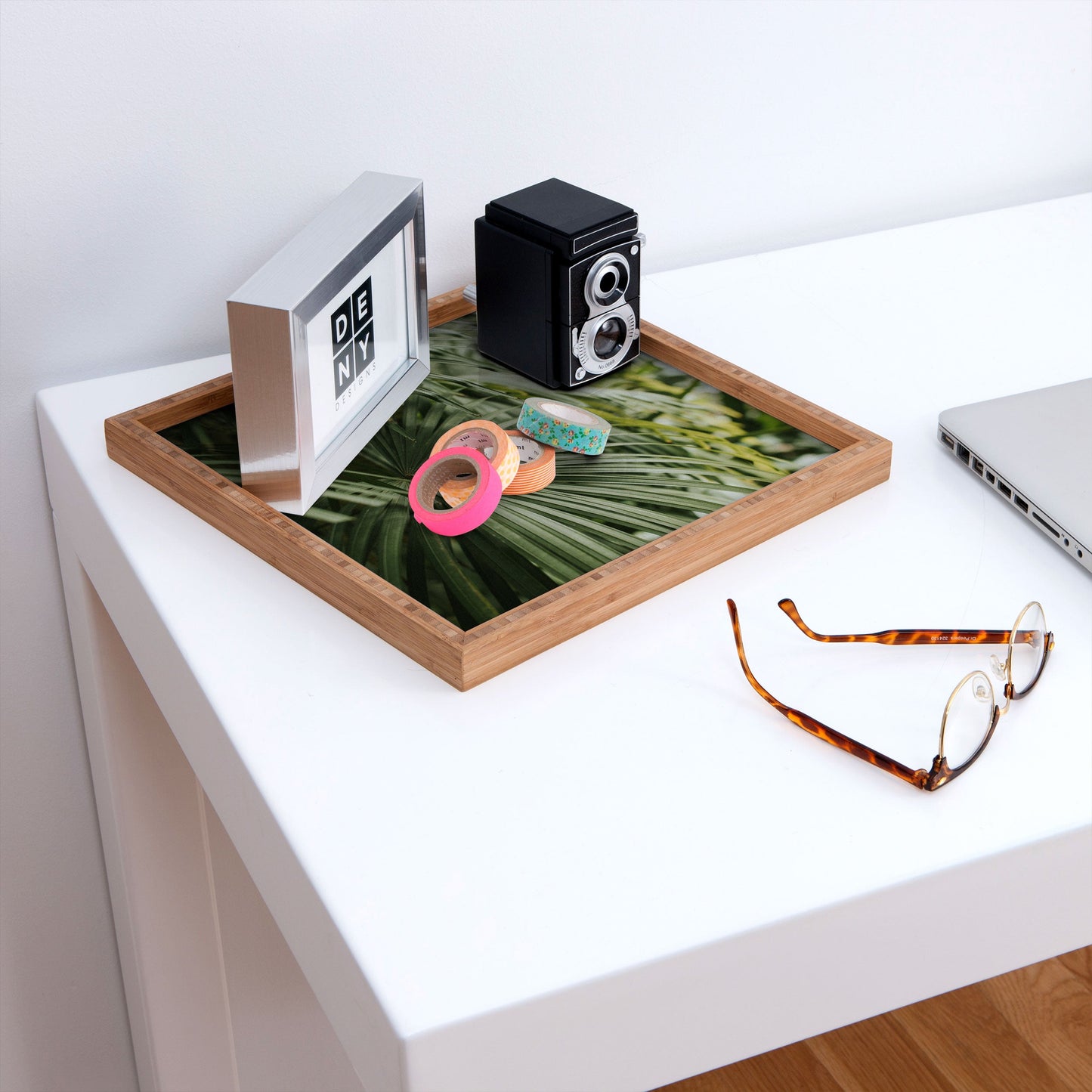 Hello Twiggs Tropical Green Palm Square Tray
