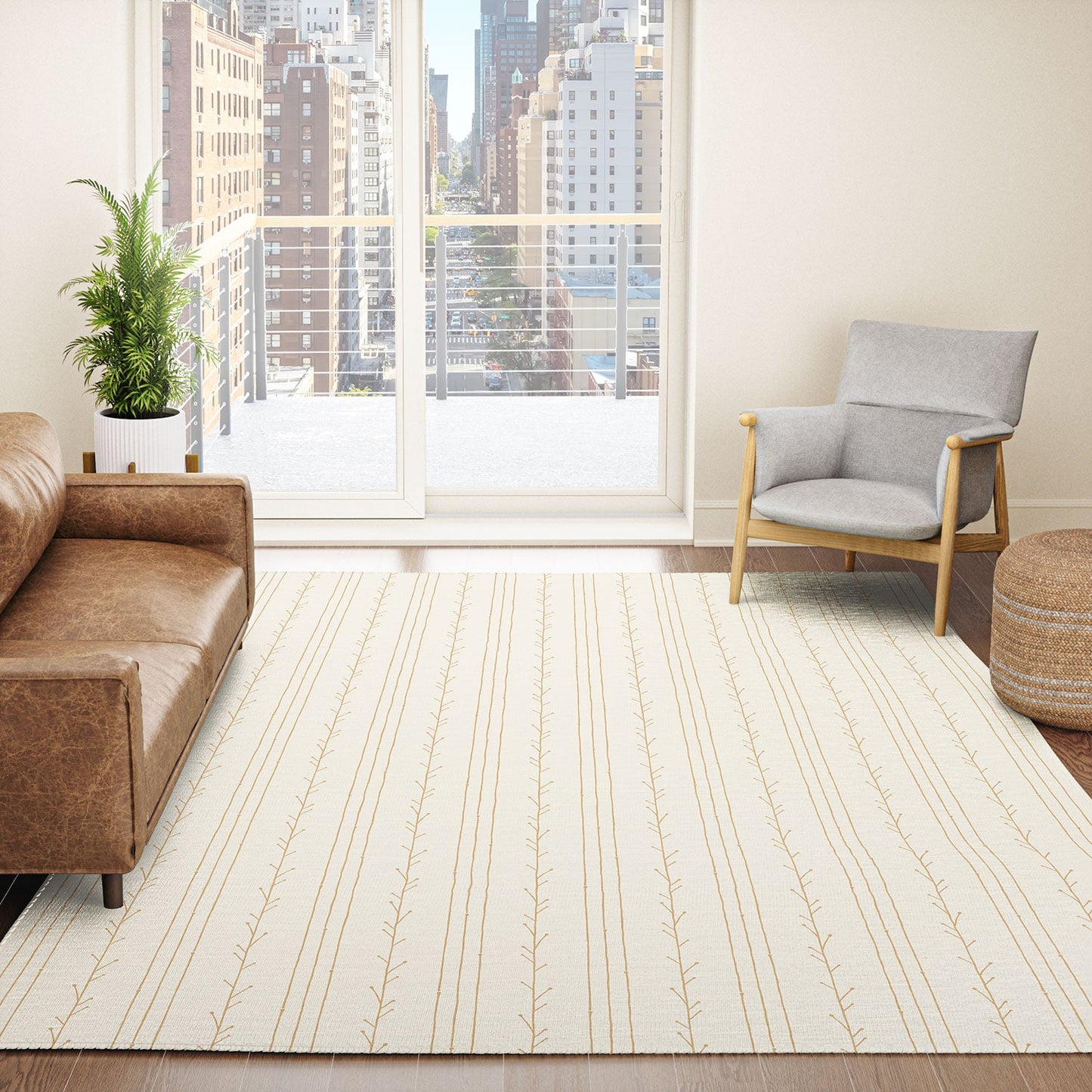 Little Arrow Design Co branch stripes cream Area Rug