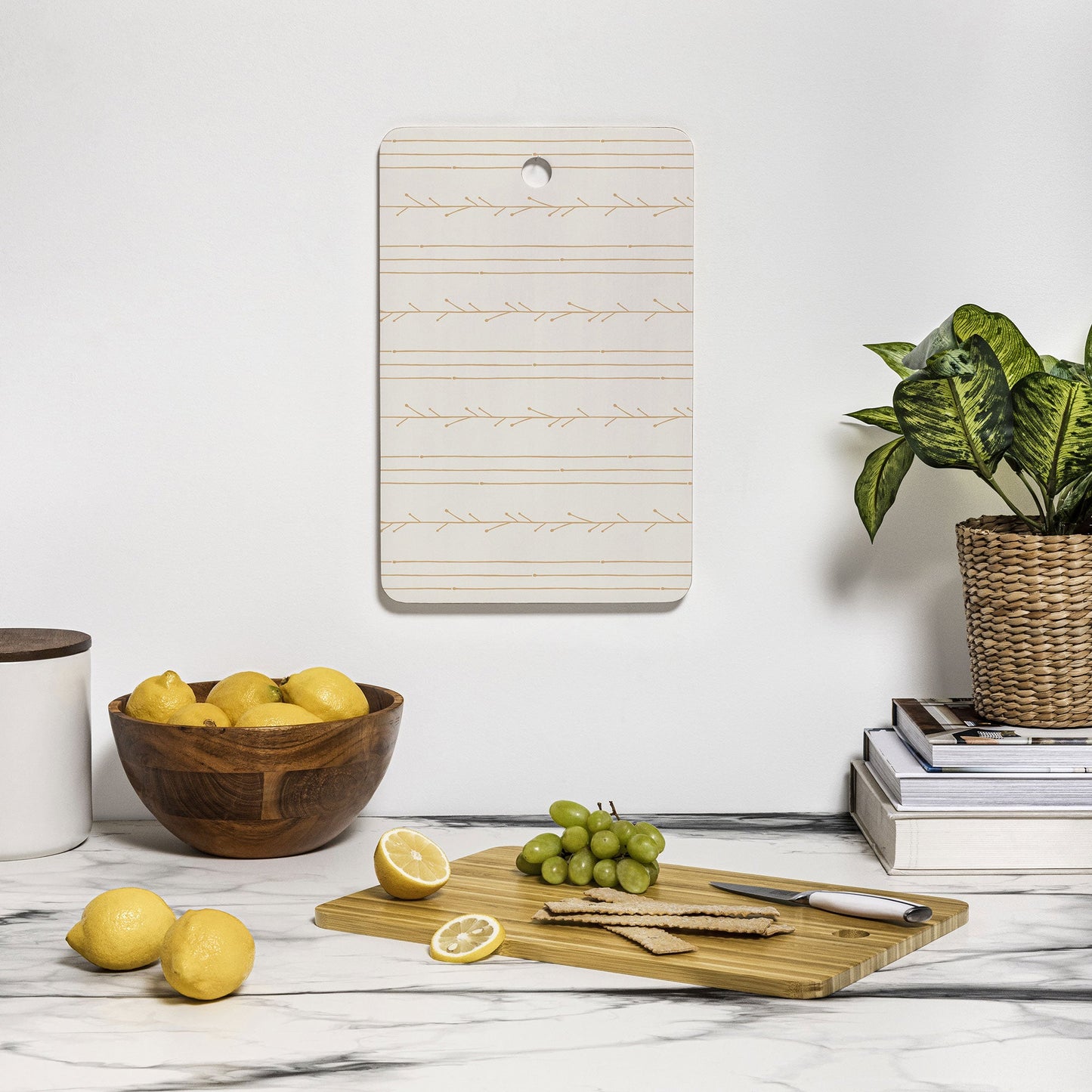 Little Arrow Design Co branch stripes cream Cutting Board Rectangle