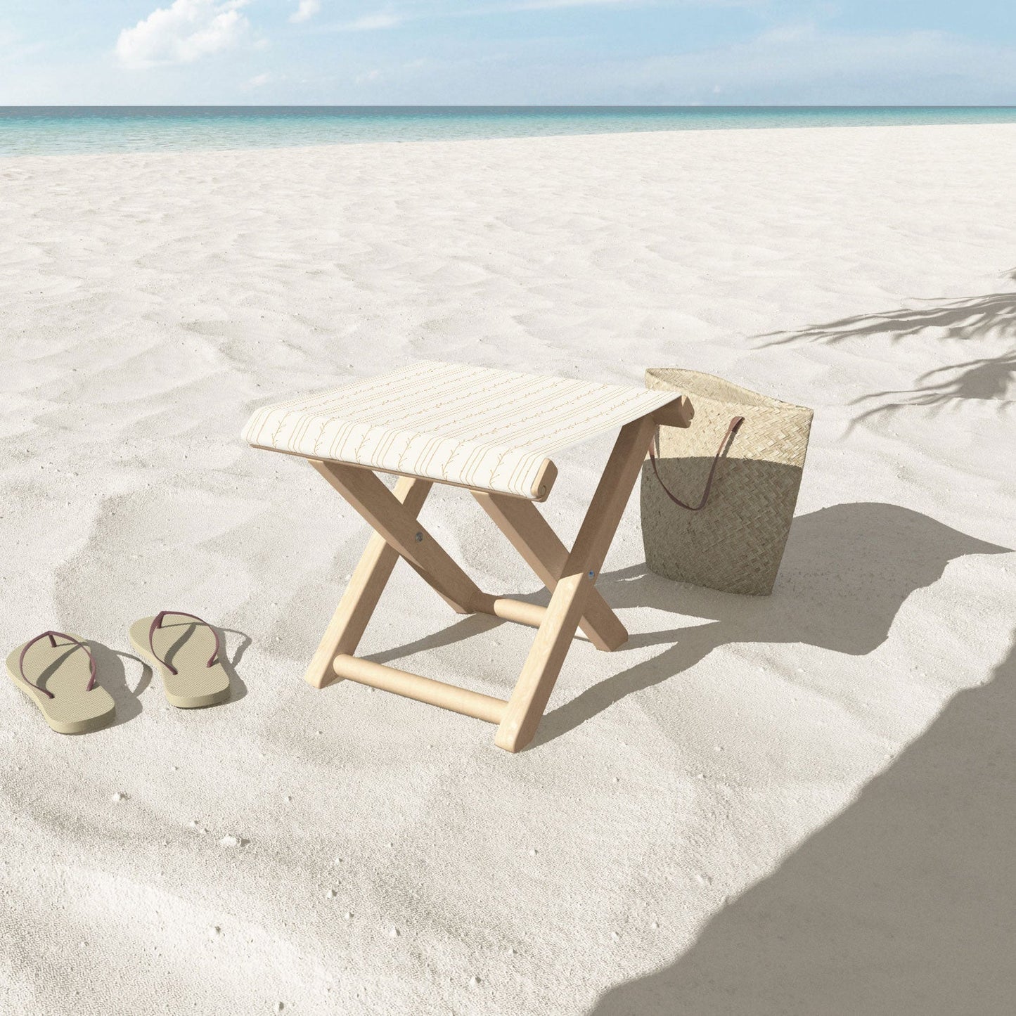 Little Arrow Design Co branch stripes cream Folding Stool