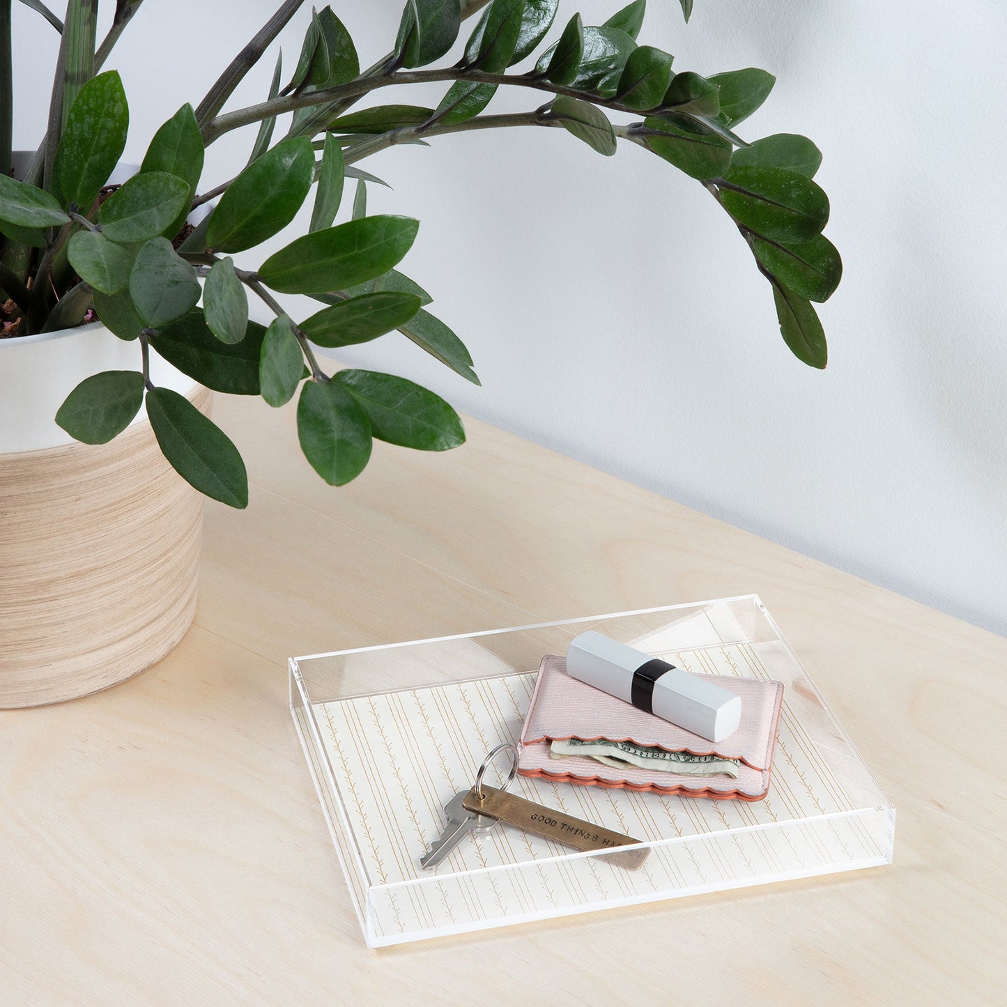 Little Arrow Design Co branch stripes cream Acrylic Tray