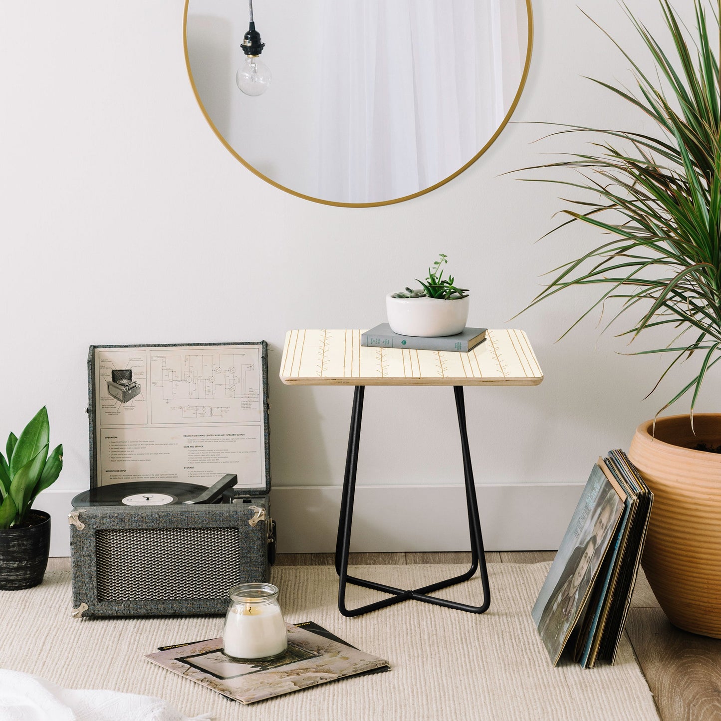 Little Arrow Design Co branch stripes cream Side Table