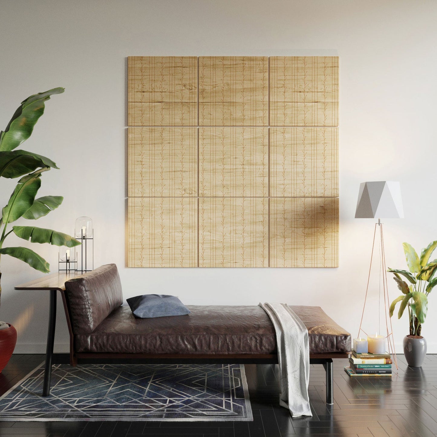 Little Arrow Design Co branch stripes cream Wood Wall Mural