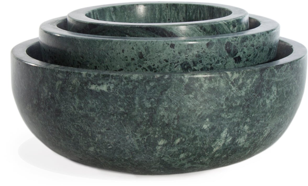 Open Box - Simple Marble Bowls - Green 3pc Set